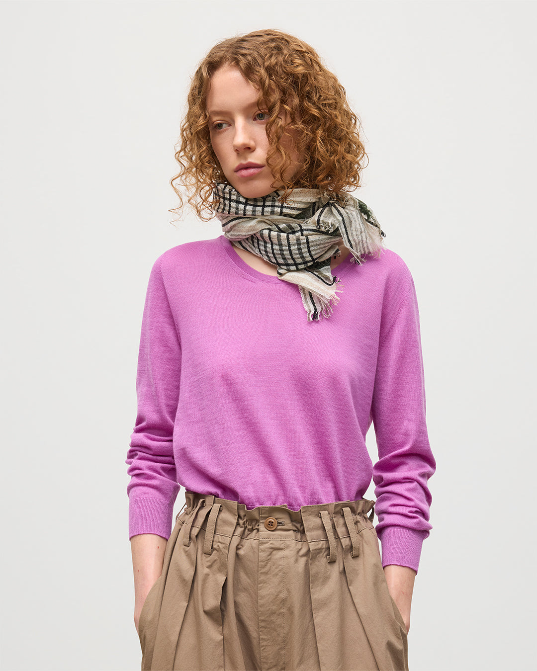 Ella Pink Superfine Cashmere Scoop Neck Jumper