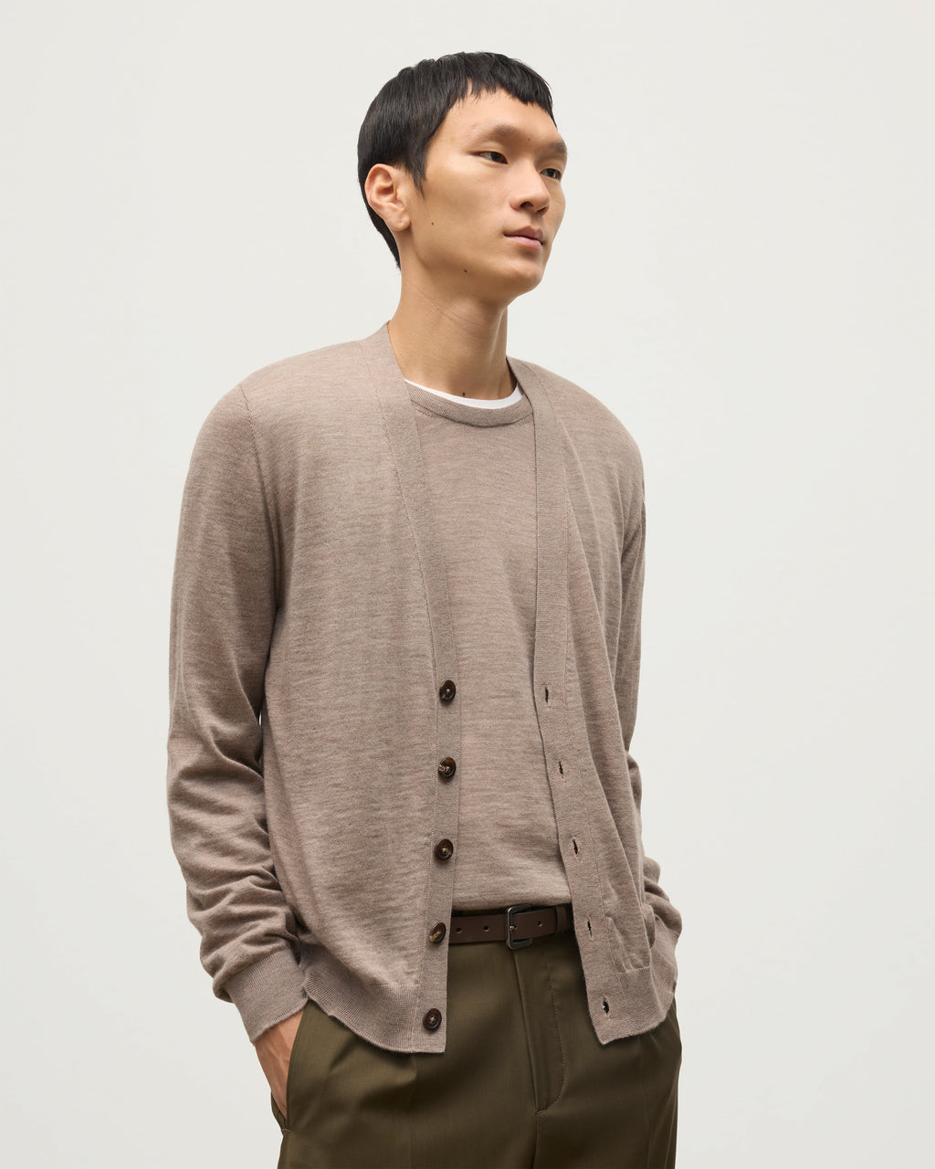 Forsyth Light Brown Superfine Cashmere Cardigan