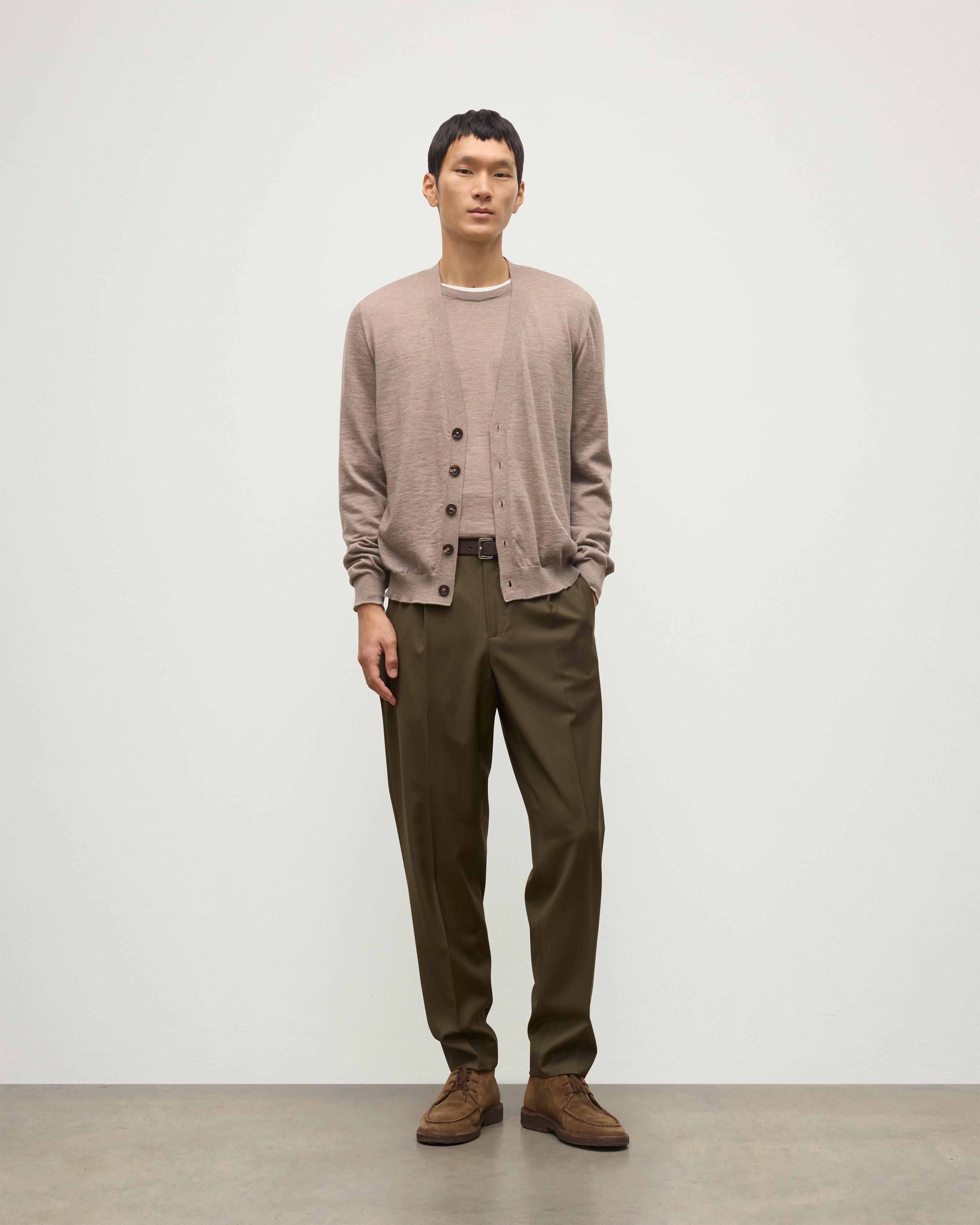 Forsyth Light Brown Superfine Cashmere Cardigan