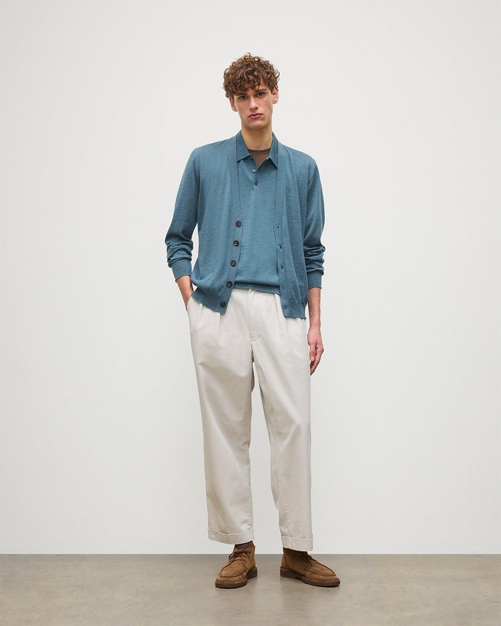 Forsyth Blue Superfine Cashmere Cardigan