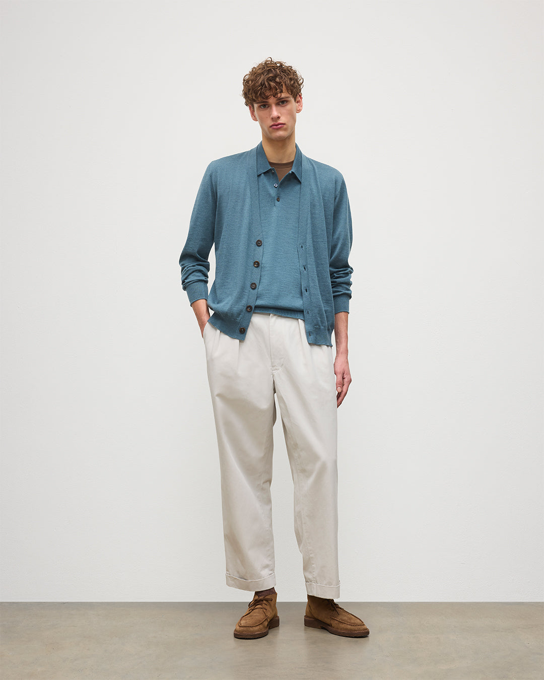 Forsyth Blue Superfine Cashmere Cardigan