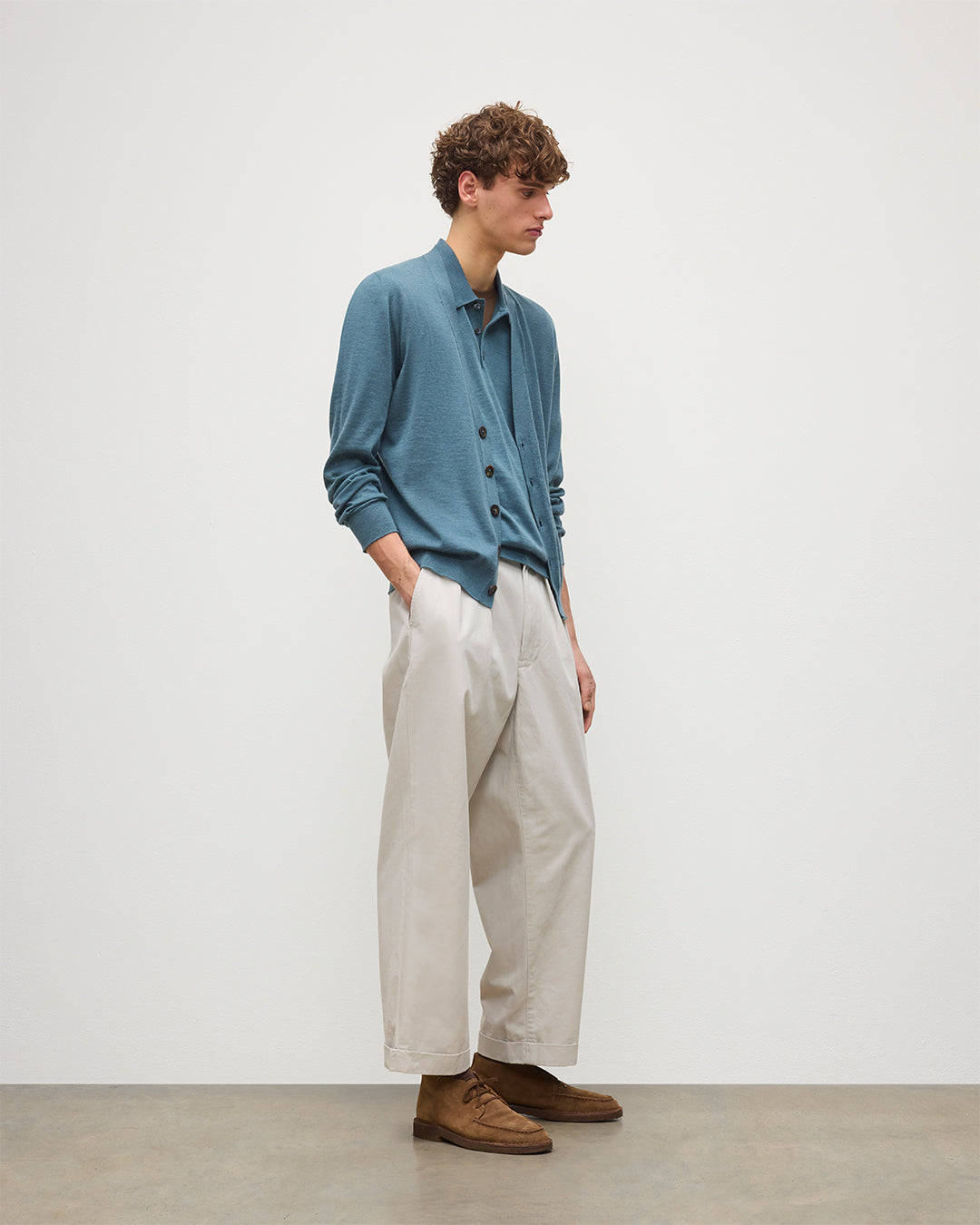 Forsyth Blue Superfine Cashmere Cardigan