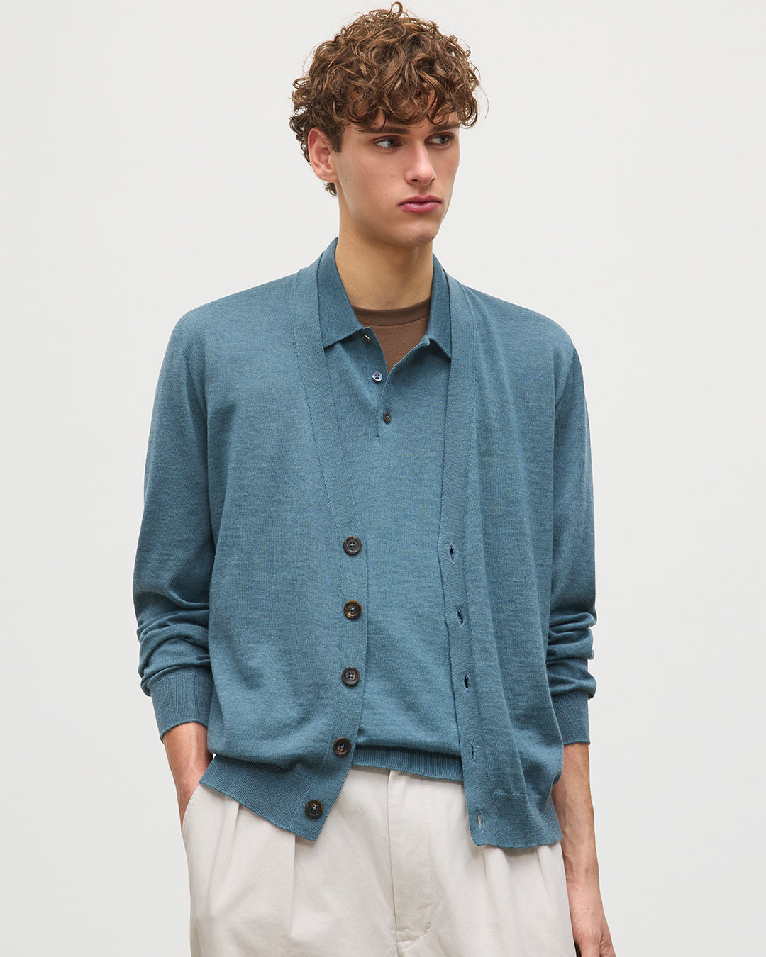 Forsyth Blue Superfine Cashmere Cardigan