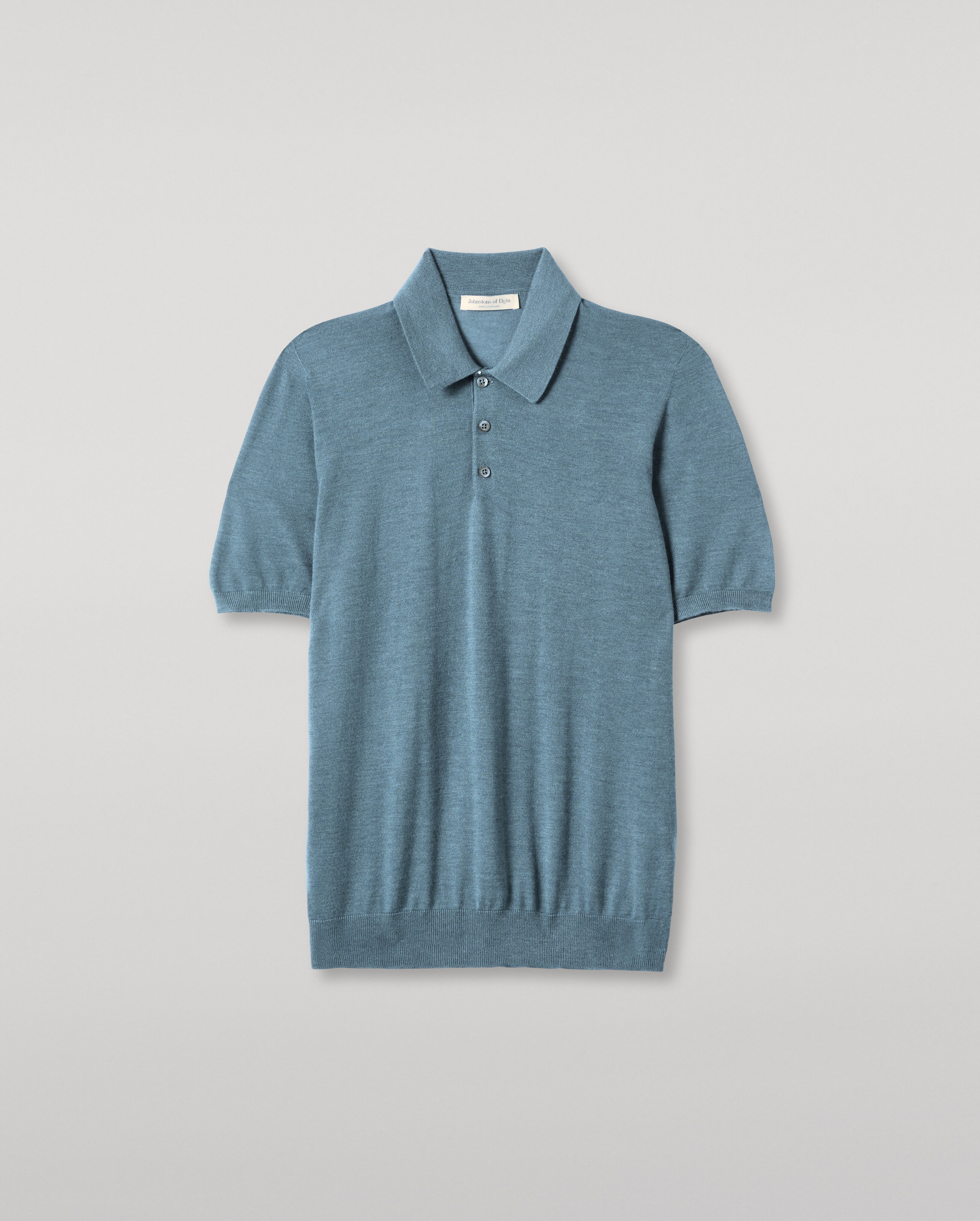 Fin Blue Superfine Cashmere Polo Shirt