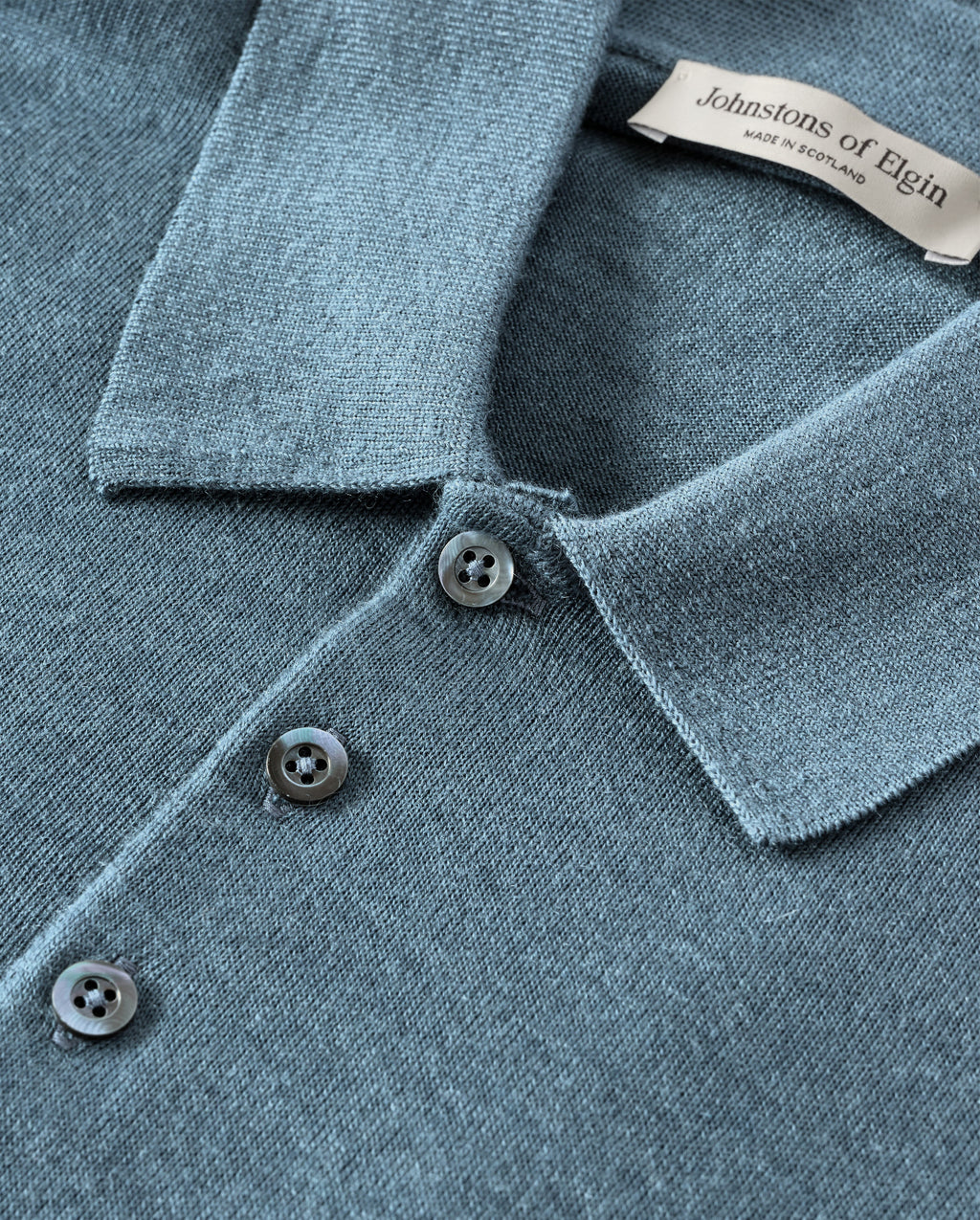 Fin Blue Superfine Cashmere Polo Shirt