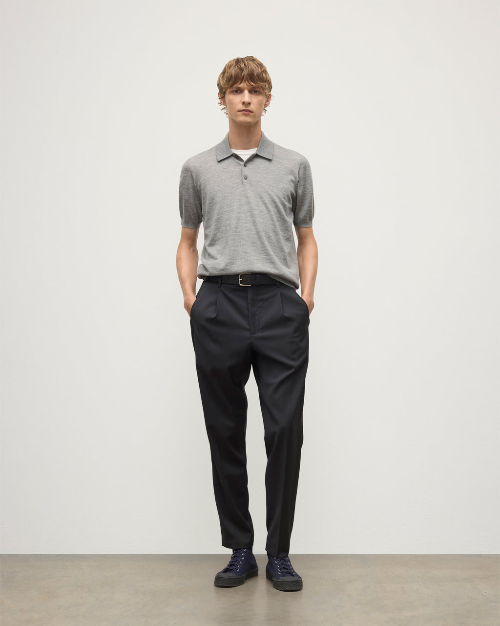 Fin Grey Superfine Cashmere Polo Shirt