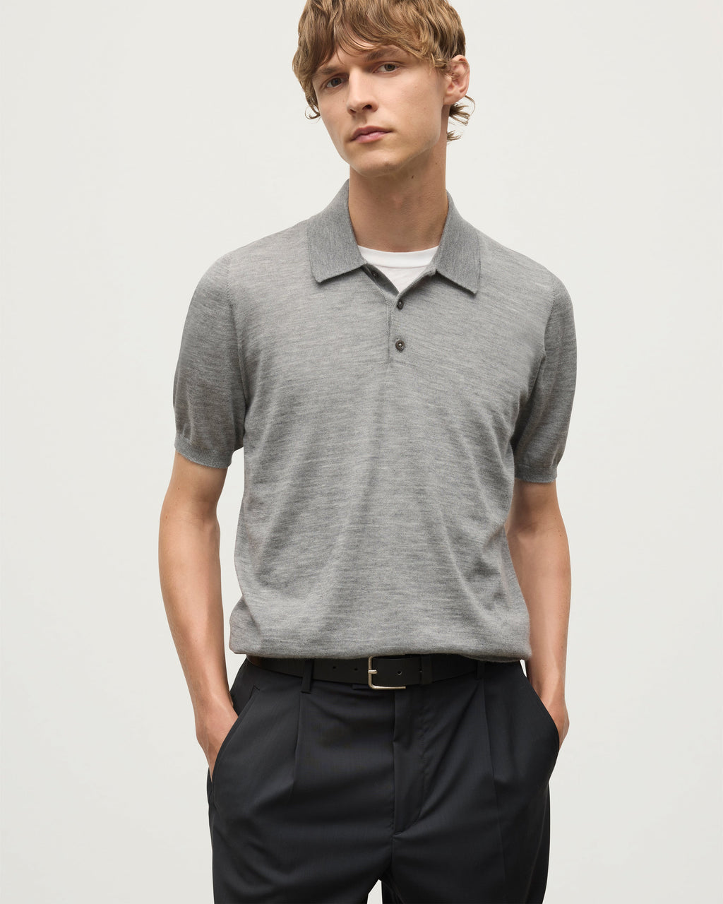 Fin Grey Superfine Cashmere Polo Shirt