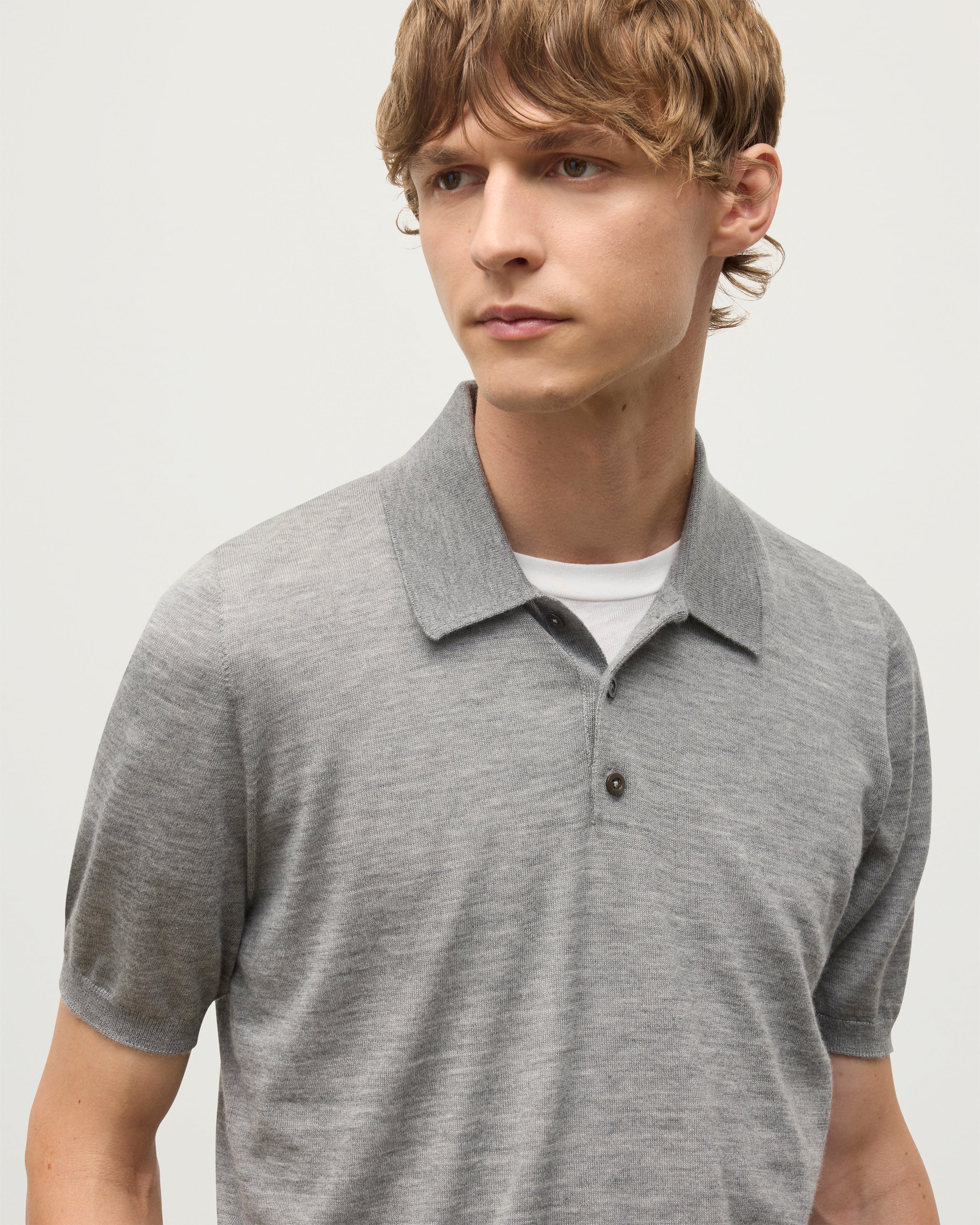Fin Grey Superfine Cashmere Polo Shirt