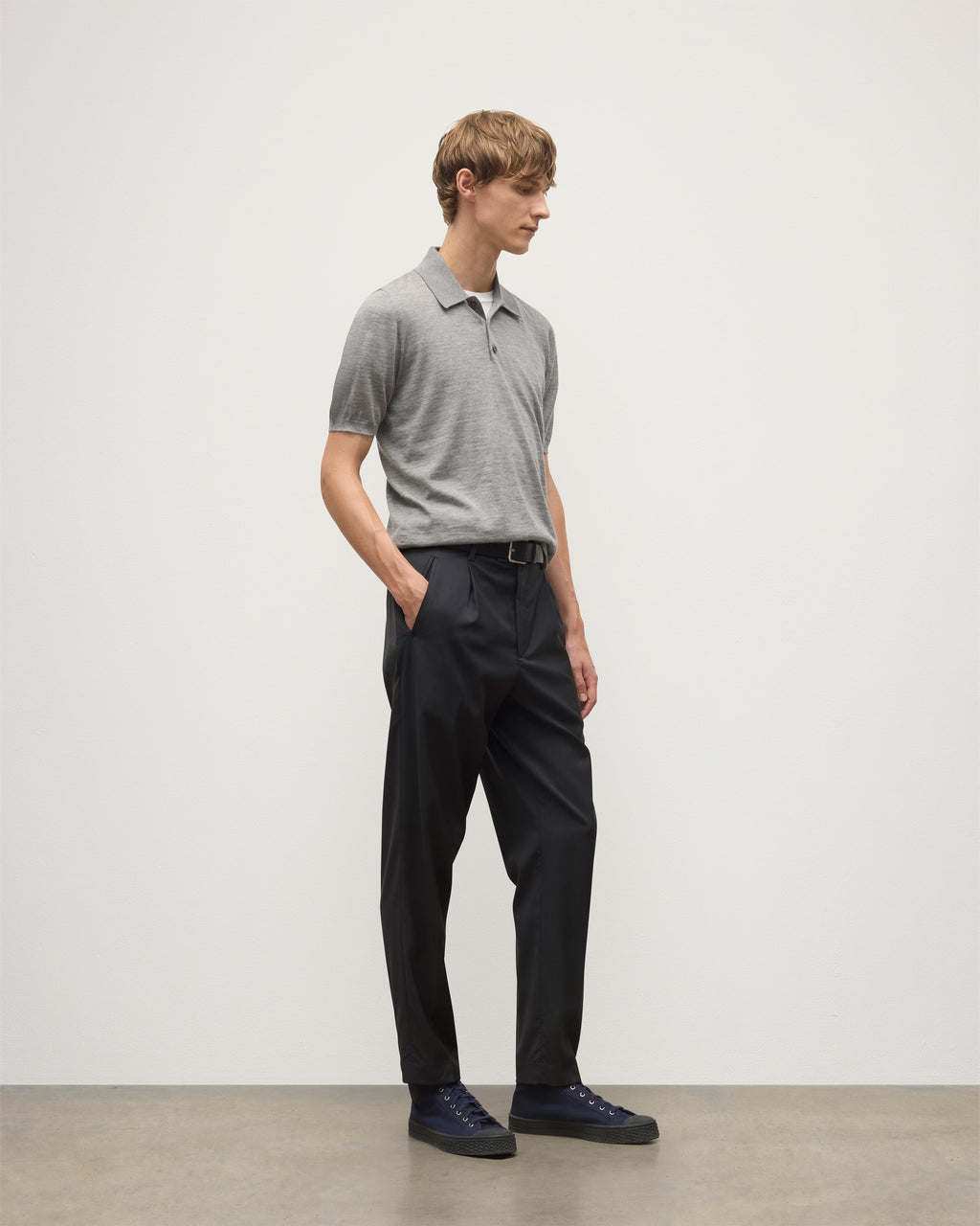 Fin Grey Superfine Cashmere Polo Shirt
