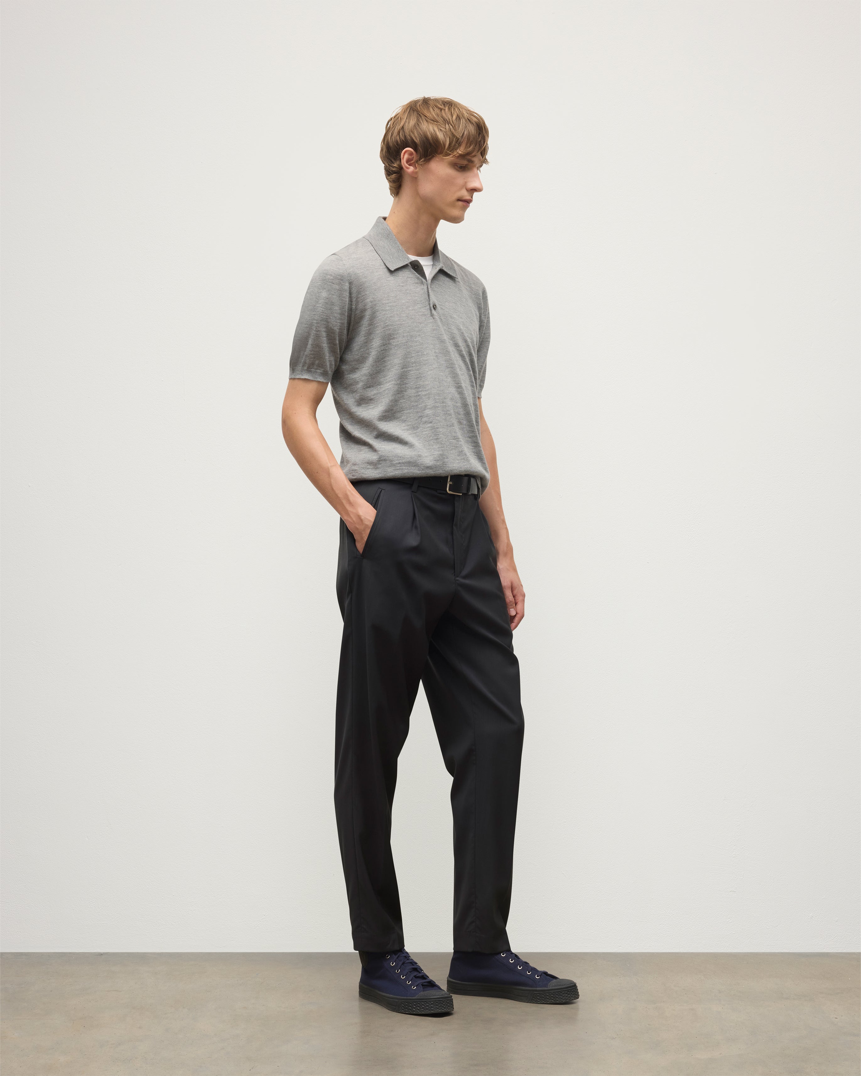 Fin Grey Superfine Cashmere Polo Shirt