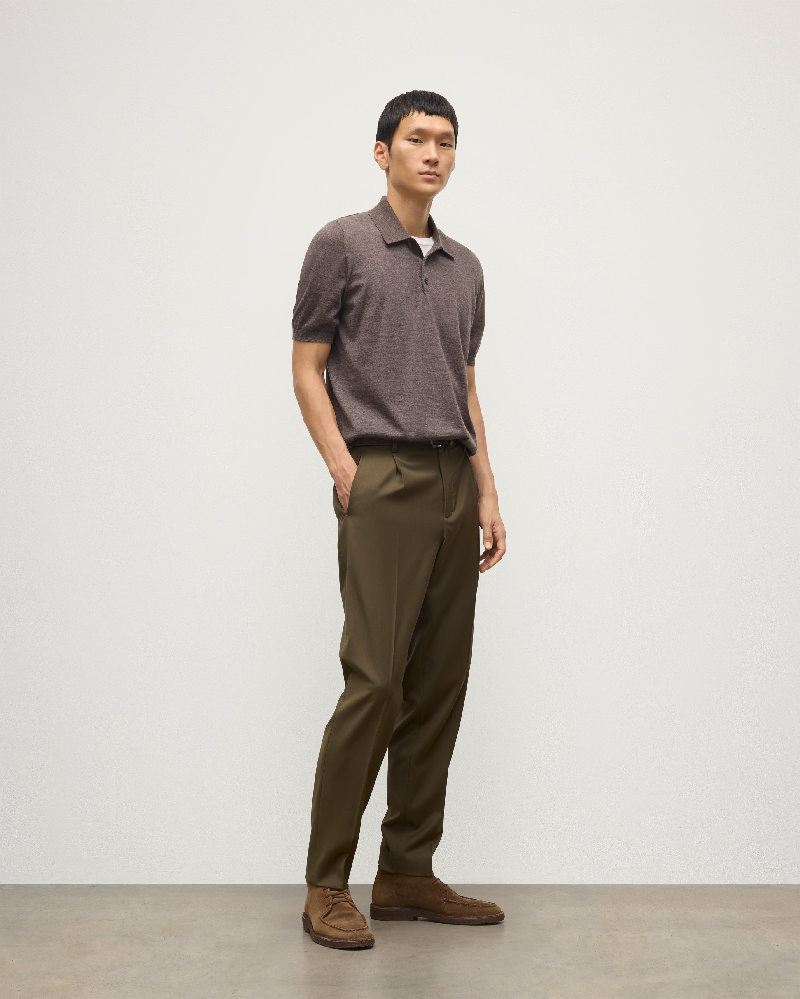 Fin Brown Superfine Cashmere Polo Shirt