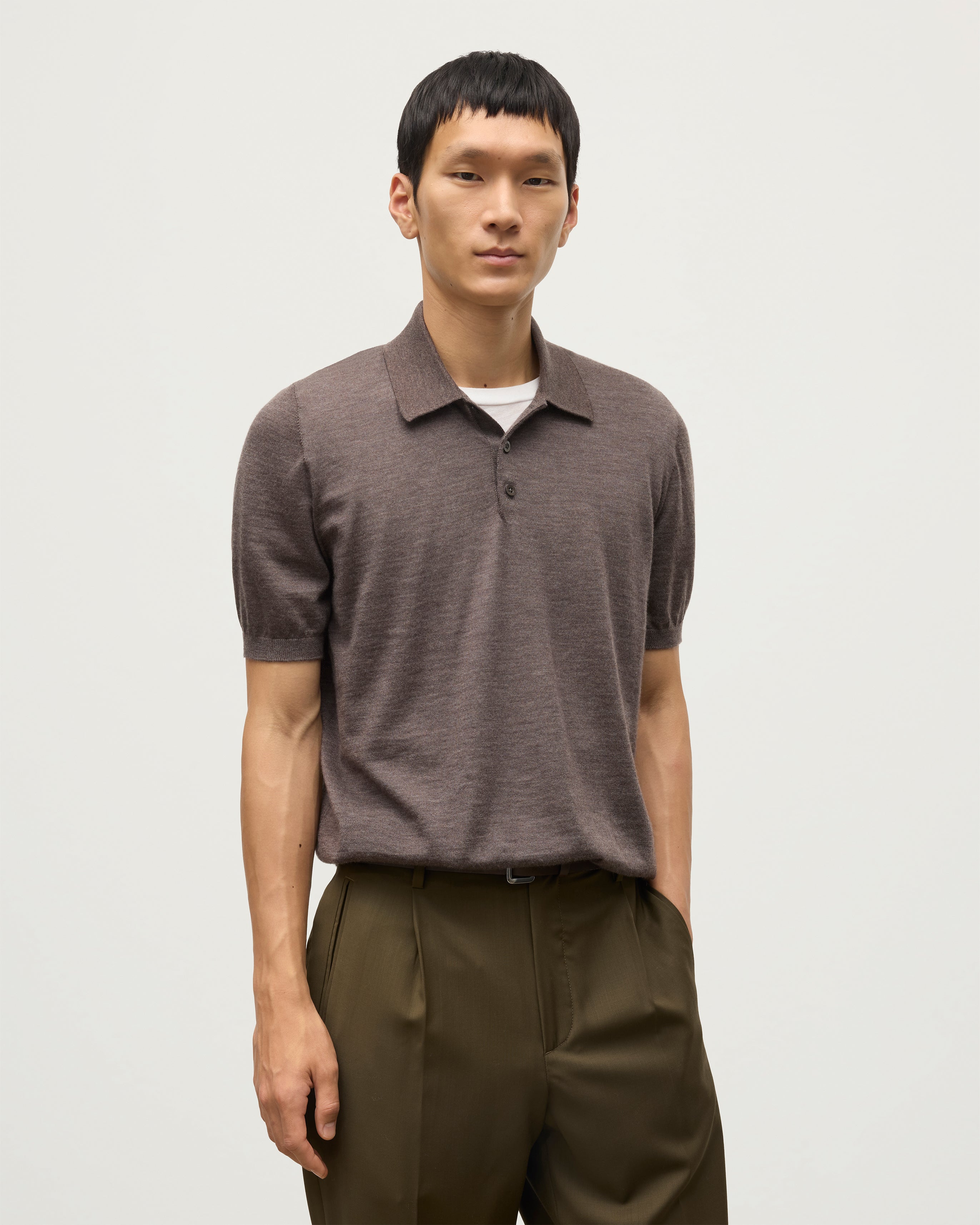 Fin Brown Superfine Cashmere Polo Shirt