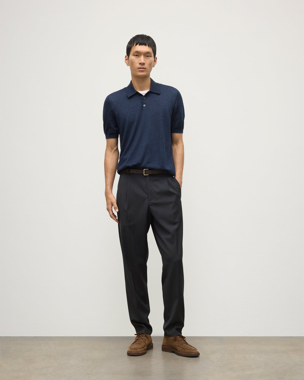 Fin Navy Superfine Cashmere Polo Shirt