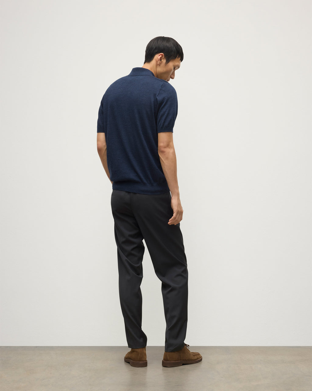 Fin Navy Superfine Cashmere Polo Shirt