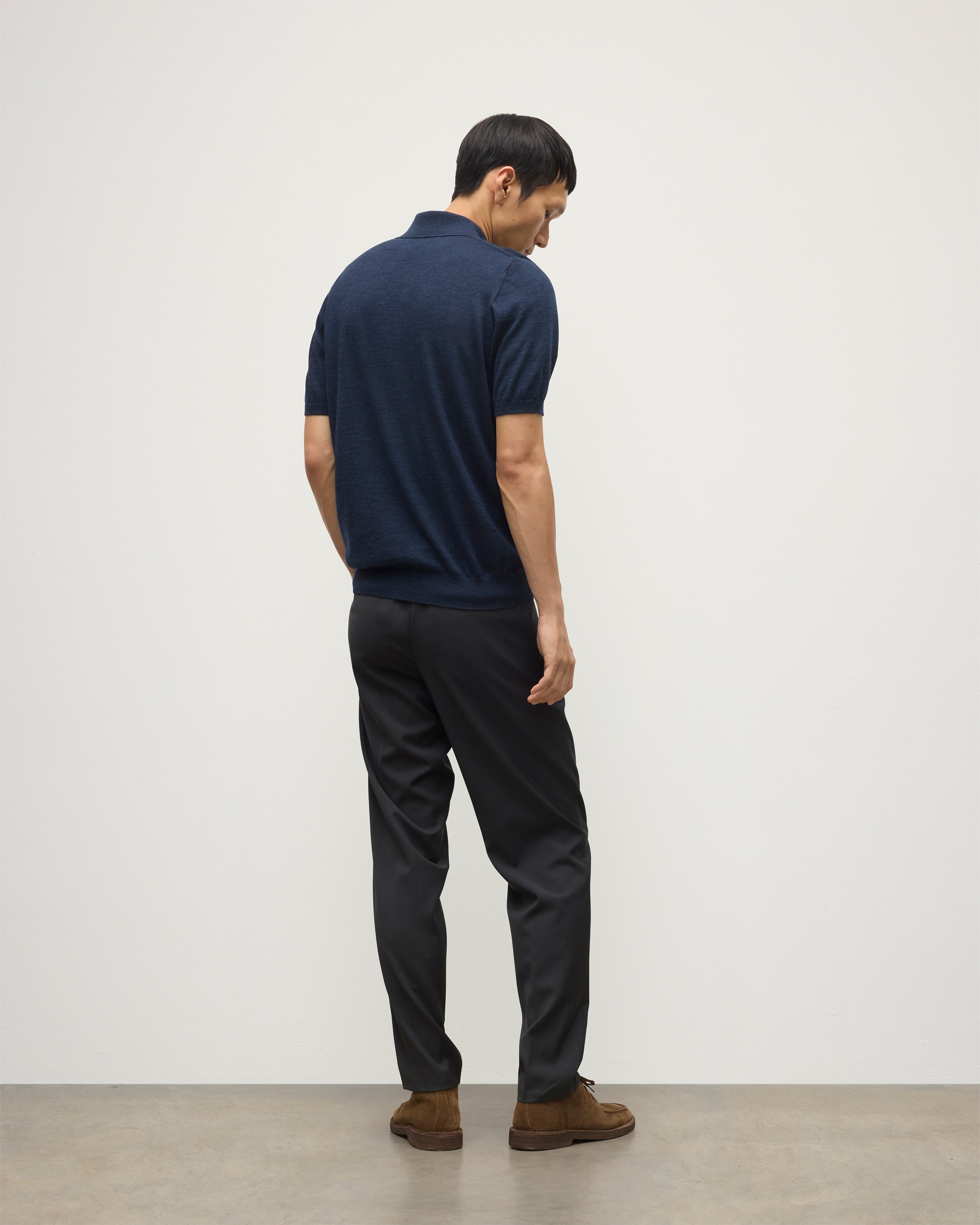 Fin Navy Superfine Cashmere Polo Shirt