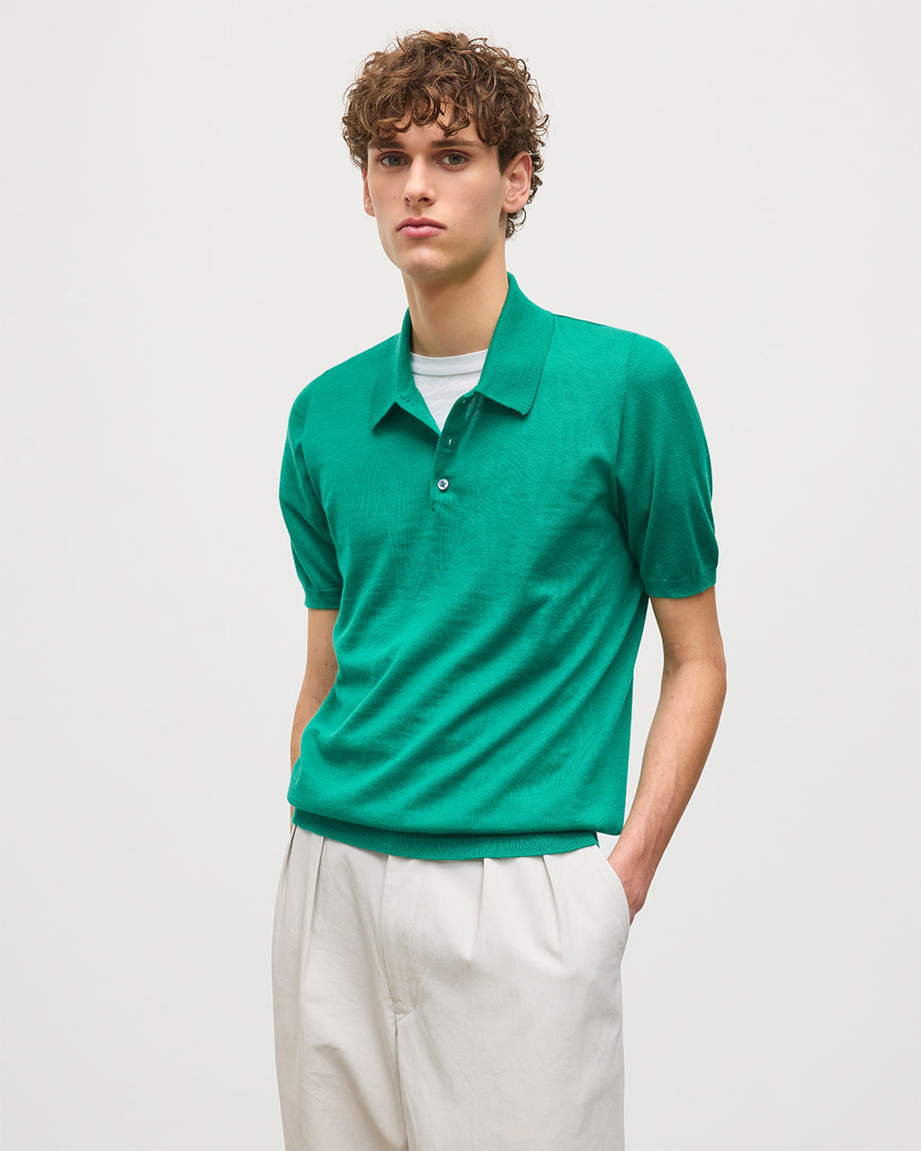 Fin Bright Green Superfine Cashmere Polo Shirt