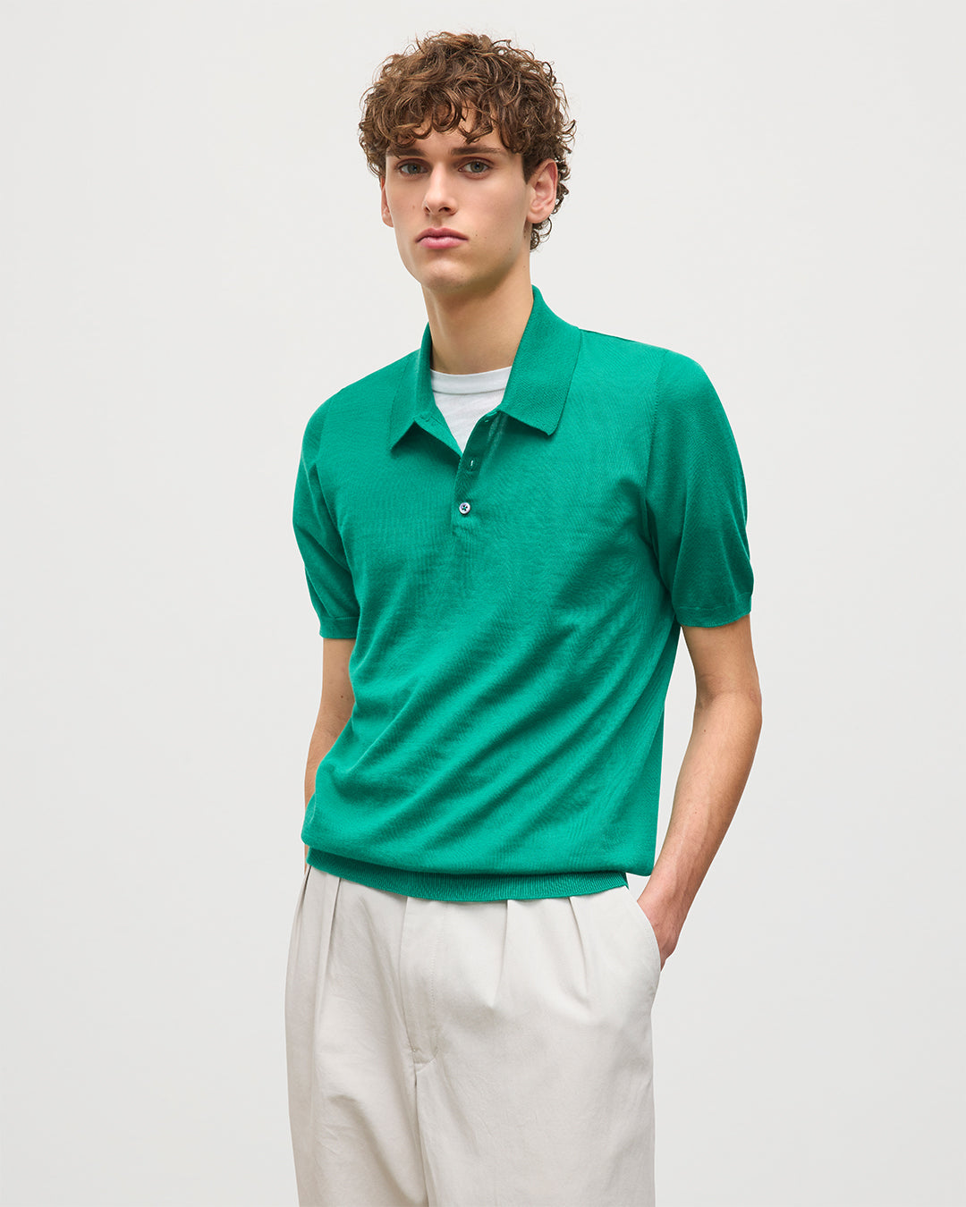 Fin Bright Green Superfine Cashmere Polo Shirt
