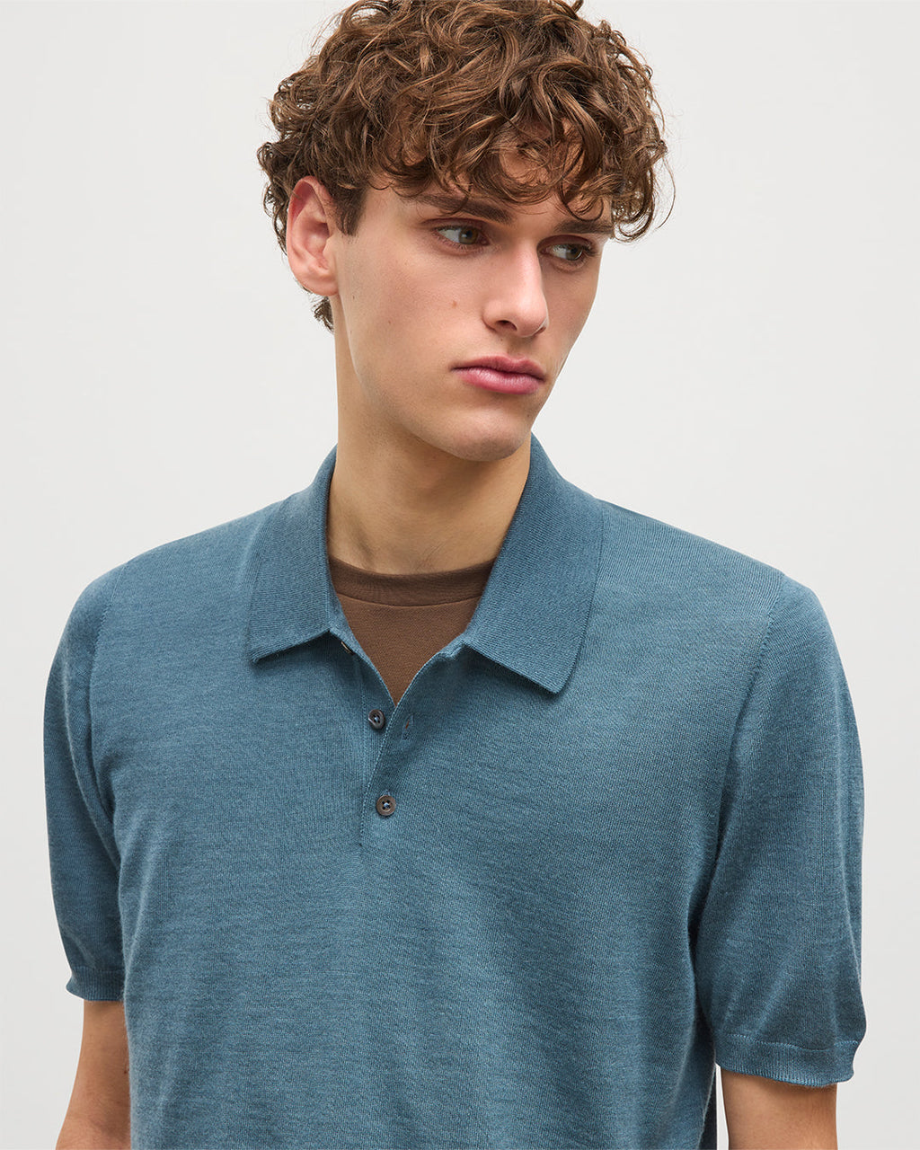 Fin Blue Superfine Cashmere Polo Shirt