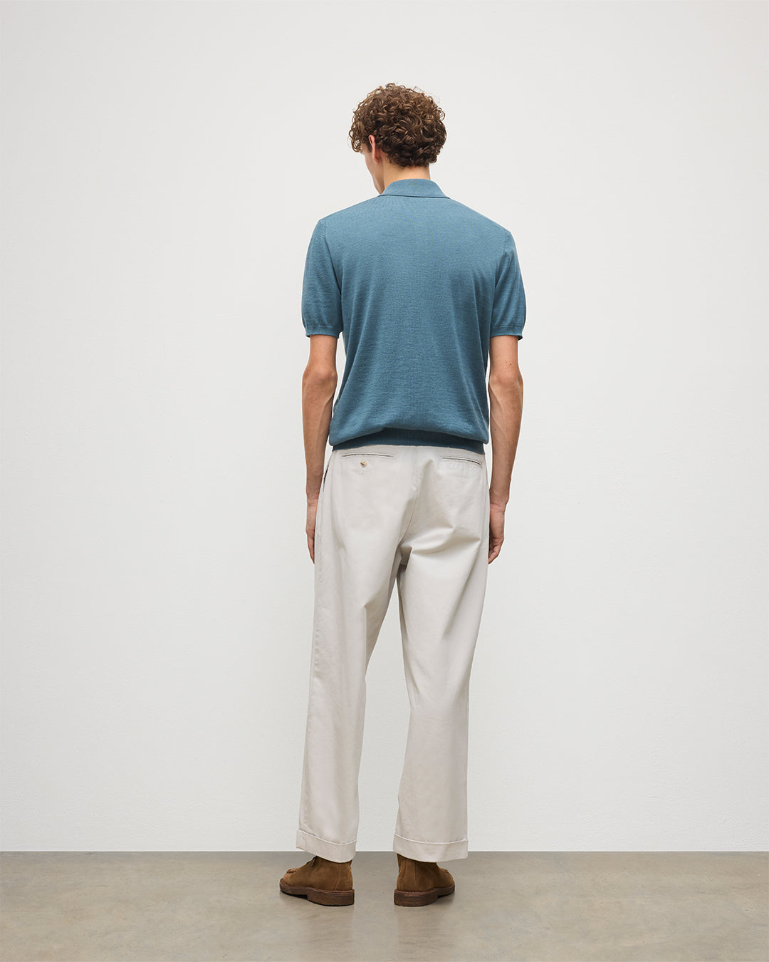 Fin Blue Superfine Cashmere Polo Shirt