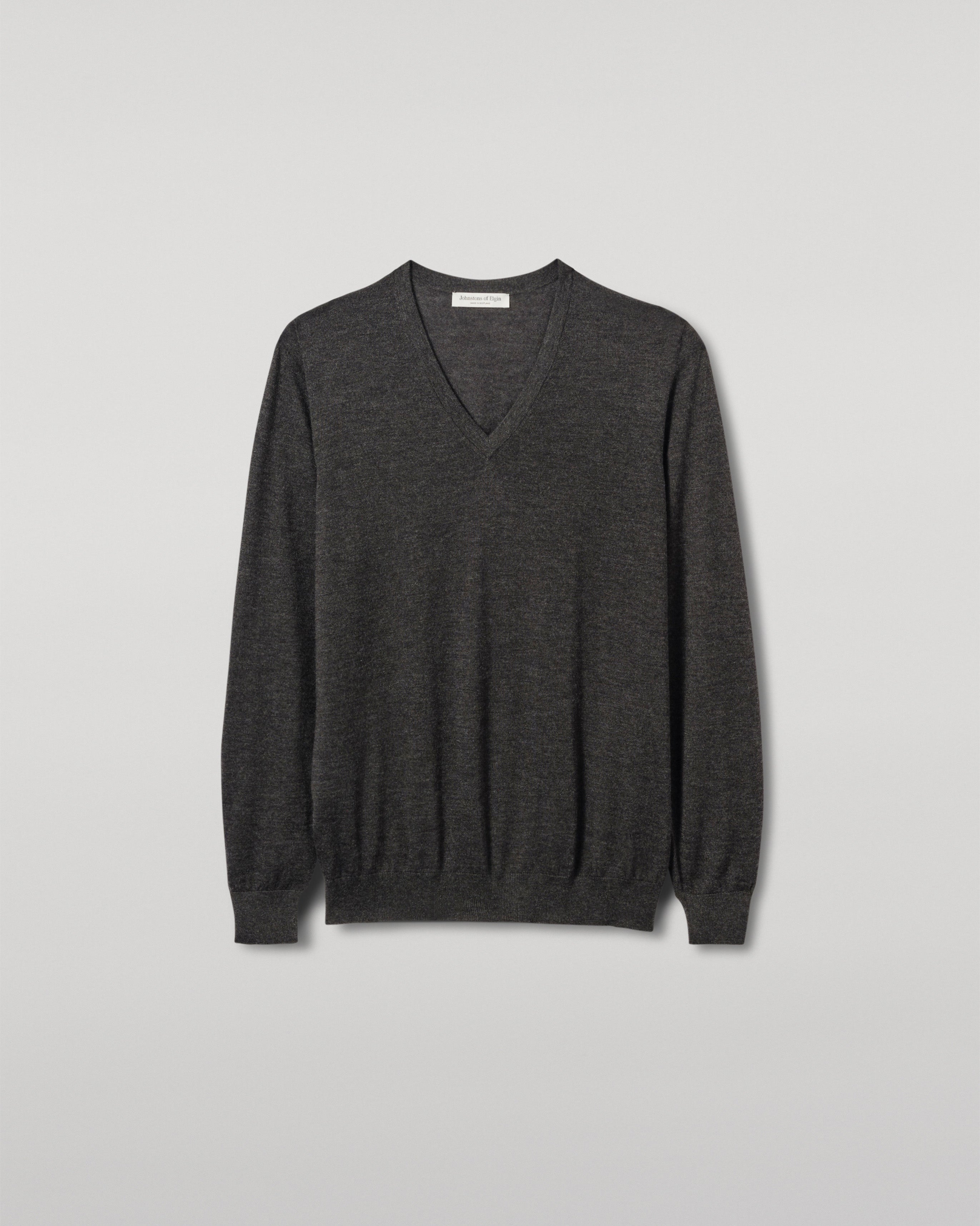 Fin Dark Grey V Neck Superfine Cashmere Jumper
