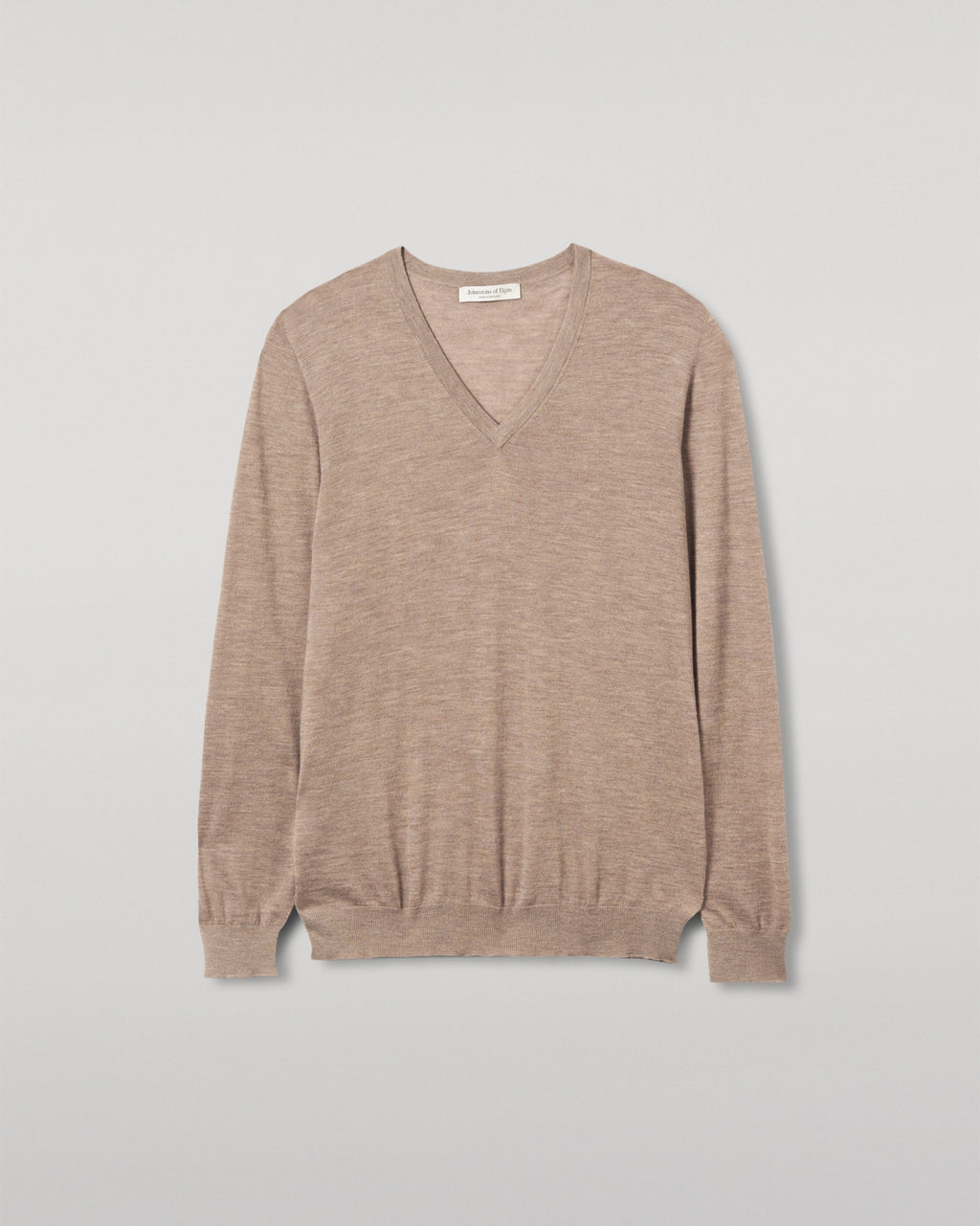 Fin Light Brown V Neck Superfine Cashmere Jumper