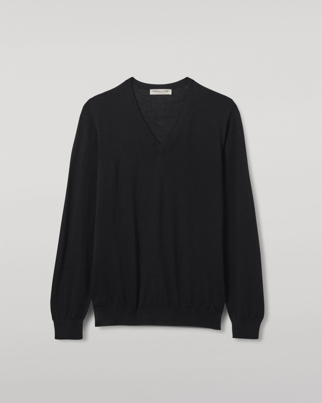Fin Black V Neck Superfine Cashmere Jumper