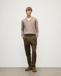 Fin Light Brown V Neck Superfine Cashmere Jumper