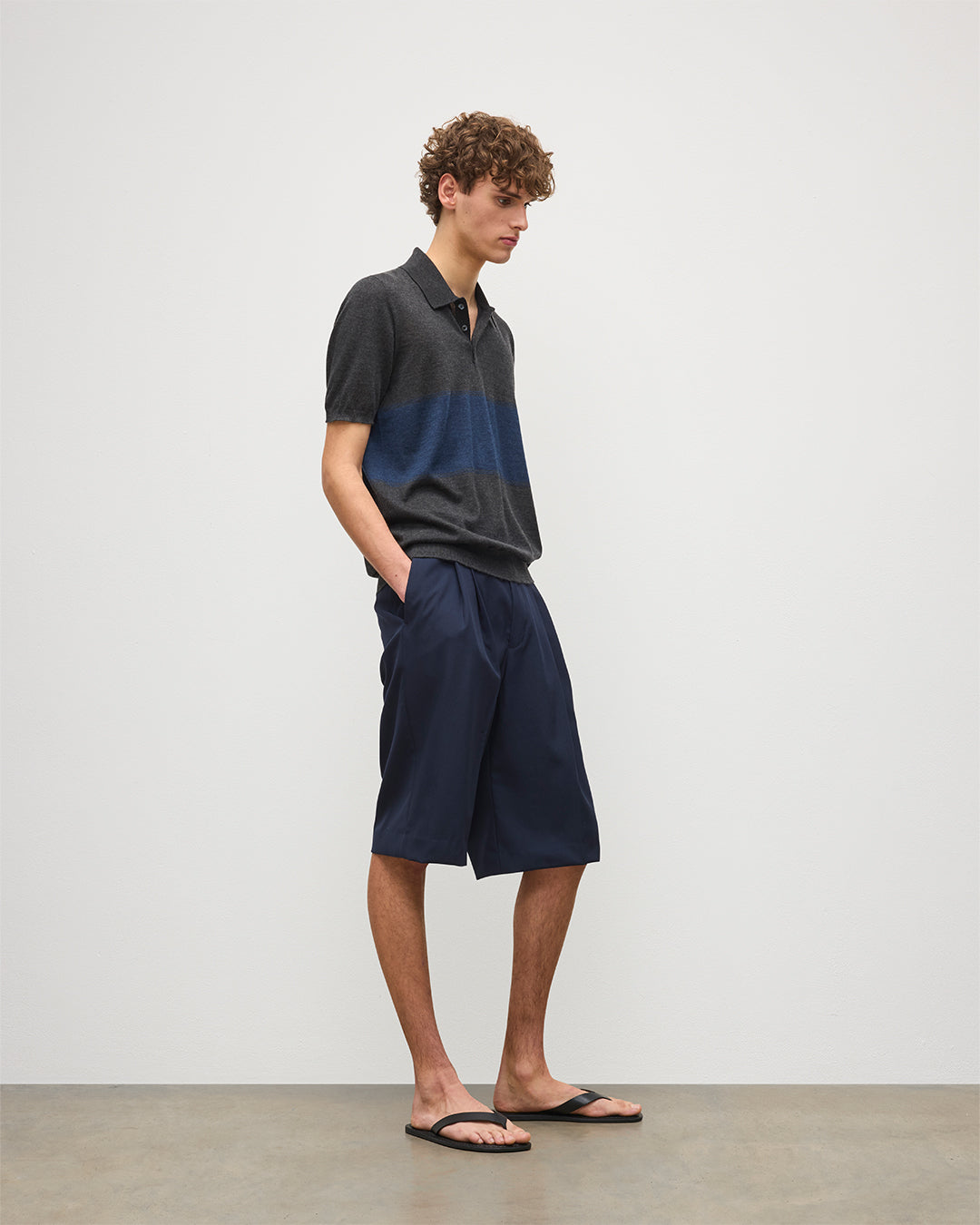 Mack Grey & Navy Superfine Cashmere Polo Shirt