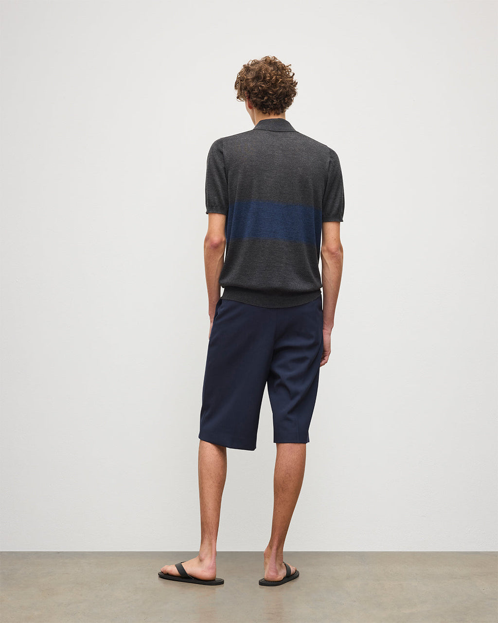 Mack Grey & Navy Superfine Cashmere Polo Shirt