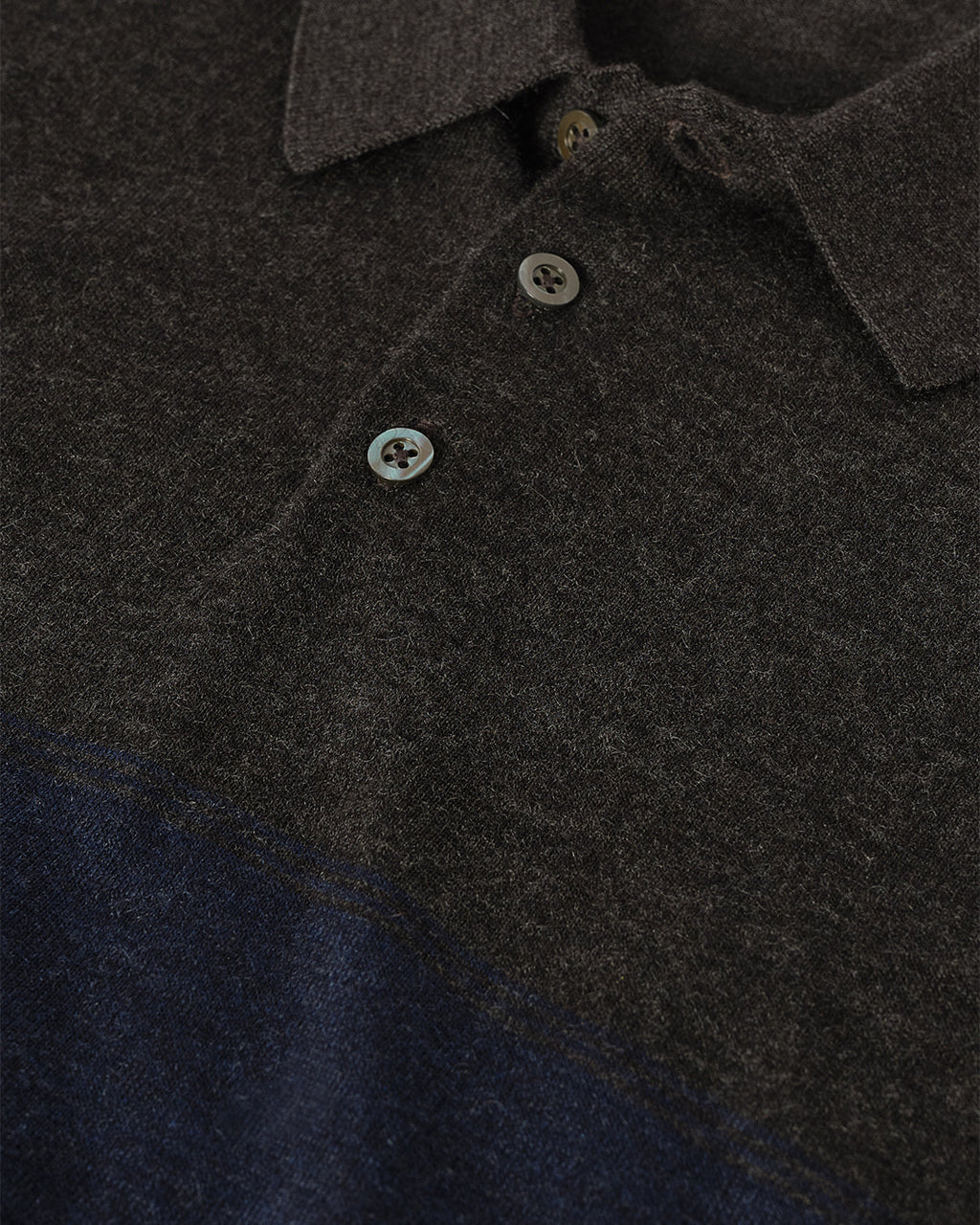 Mack Grey & Navy Superfine Cashmere Polo Shirt