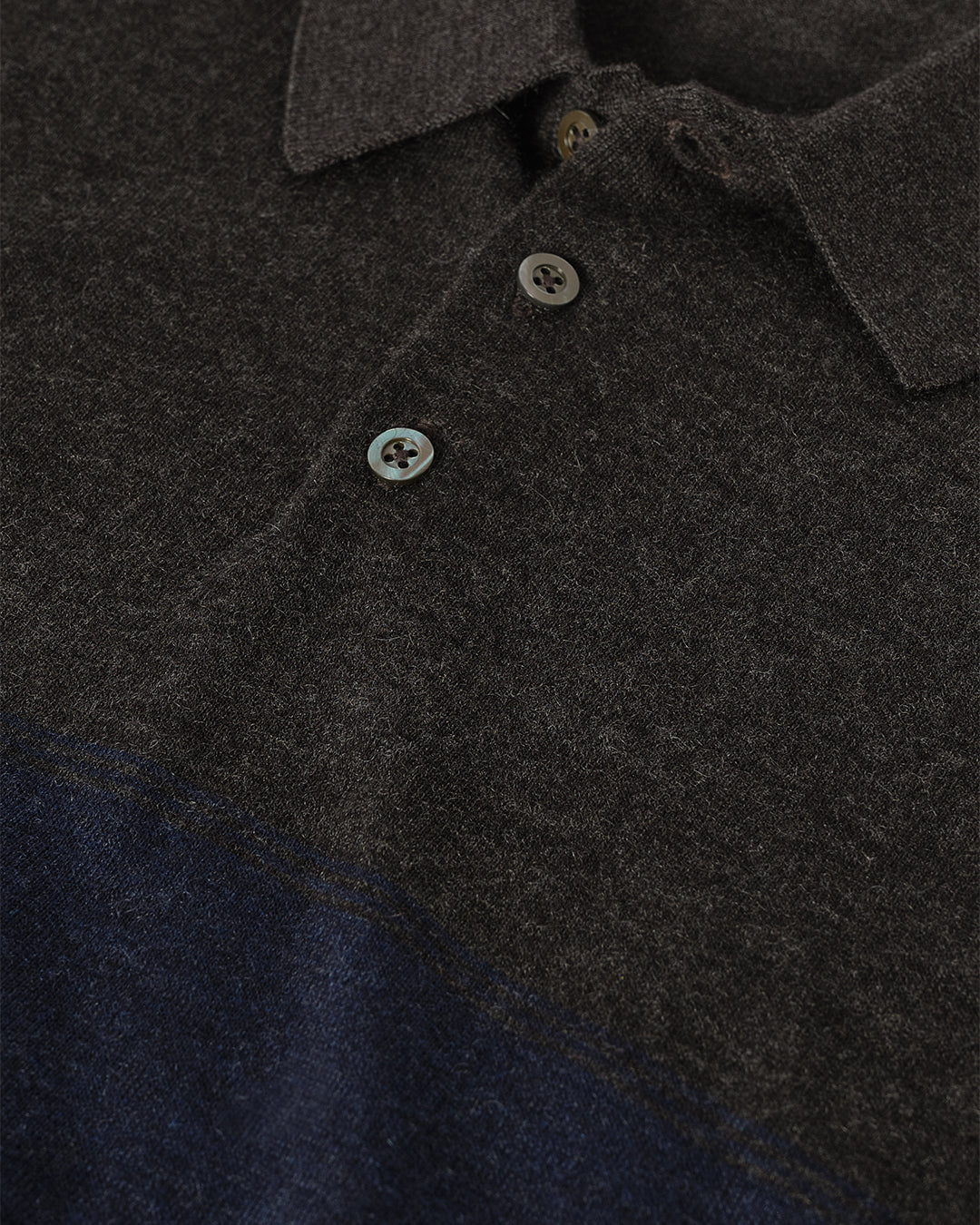 Mack Grey & Navy Superfine Cashmere Polo Shirt