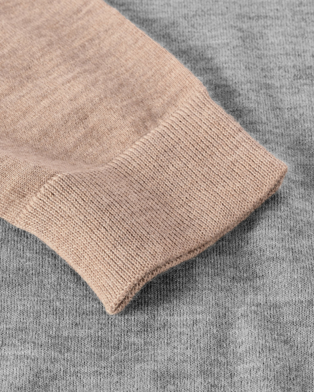 Leith Grey & Brown Ringer Superfine Cashmere Jumper