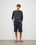 Leith Grey & Navy Ringer Superfine Cashmere Jumper