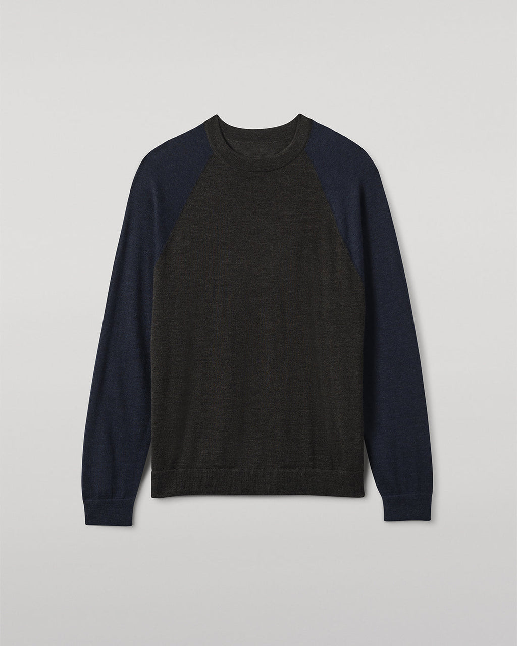 Leith Grey & Navy Ringer Superfine Cashmere Jumper