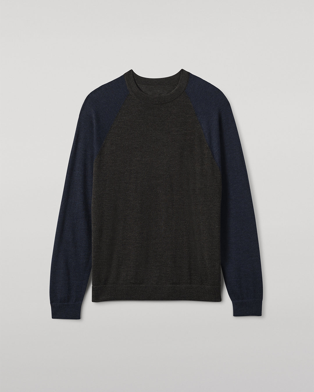 Leith Grey & Navy Ringer Superfine Cashmere Jumper