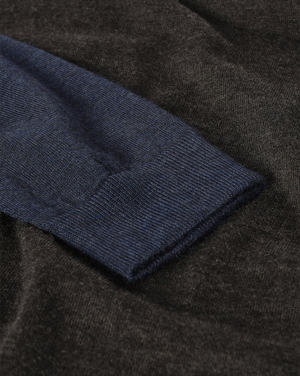 Leith Grey & Navy Ringer Superfine Cashmere Jumper