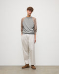 Leith Grey & Brown Ringer Superfine Cashmere Jumper