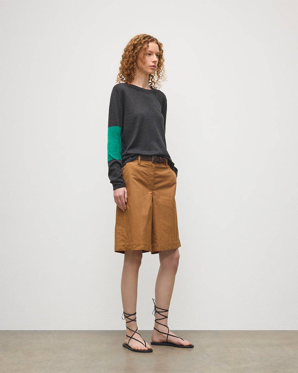 Euna Grey & Green Superfine Cashmere T-Shirt