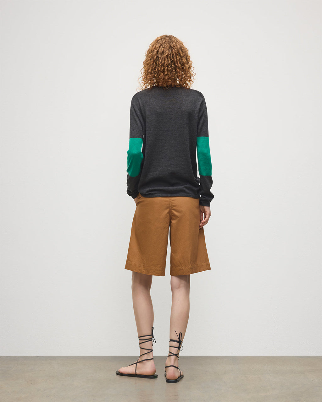 Euna Grey & Green Superfine Cashmere T-Shirt