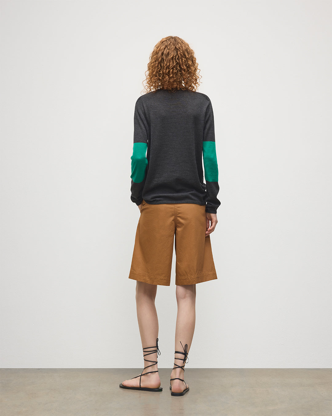 Euna Grey & Green Superfine Cashmere T-Shirt