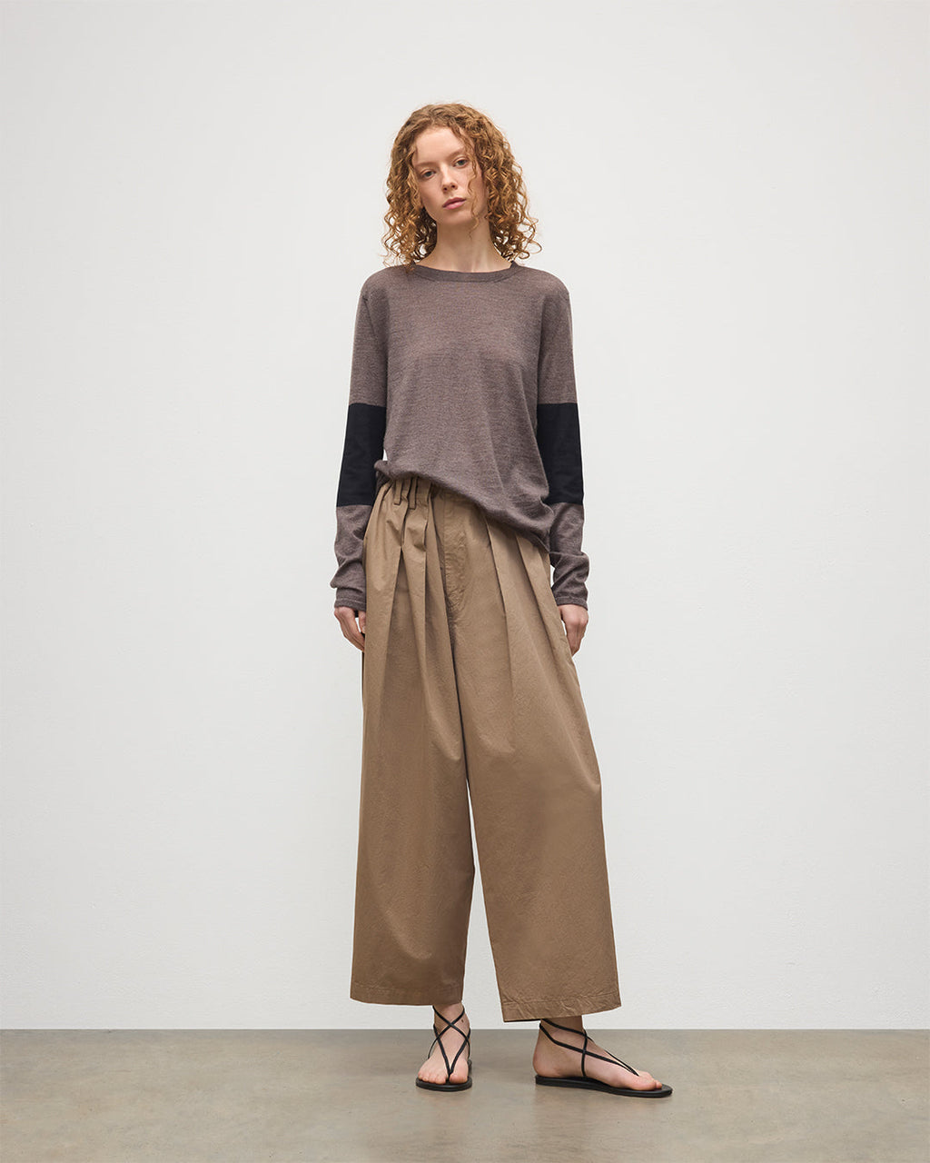 Euna Brown & Black Superfine Cashmere T-Shirt
