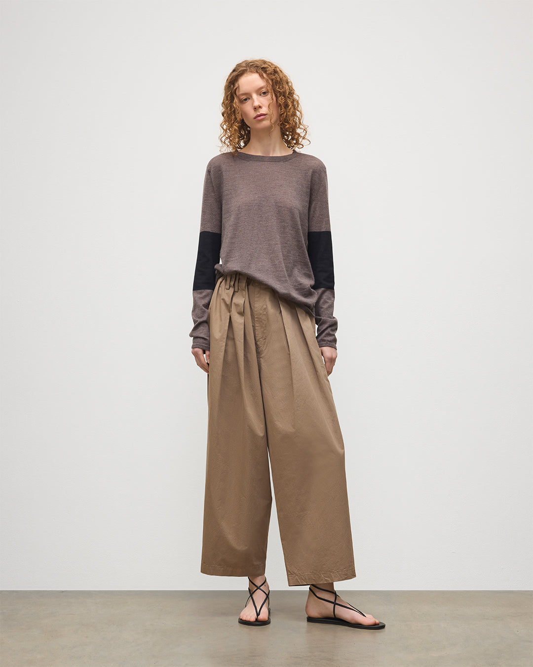 Euna Brown & Black Superfine Cashmere T-Shirt