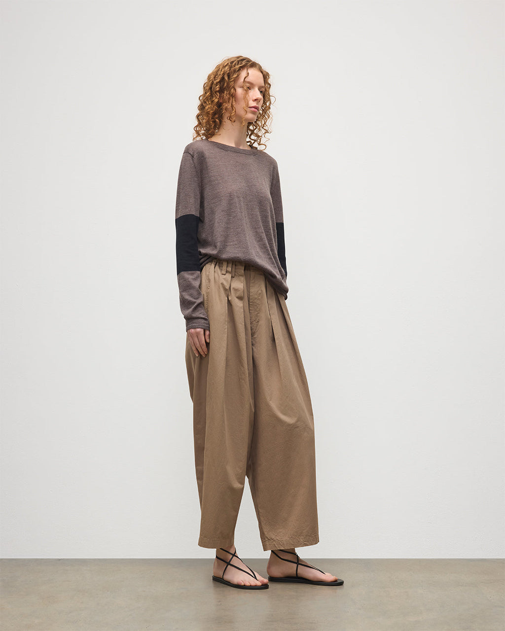 Euna Brown & Black Superfine Cashmere T-Shirt
