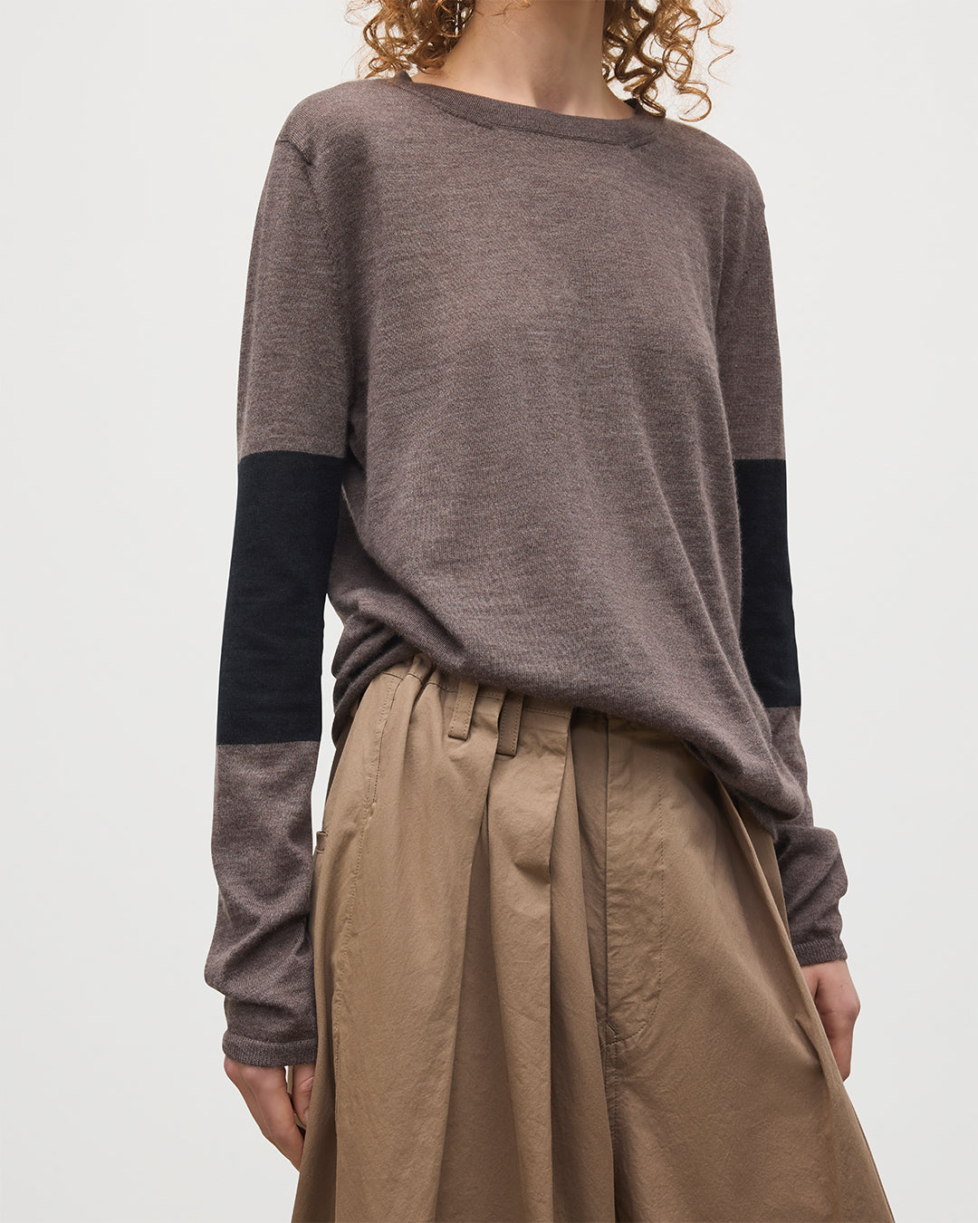 Euna Brown & Black Superfine Cashmere T-Shirt