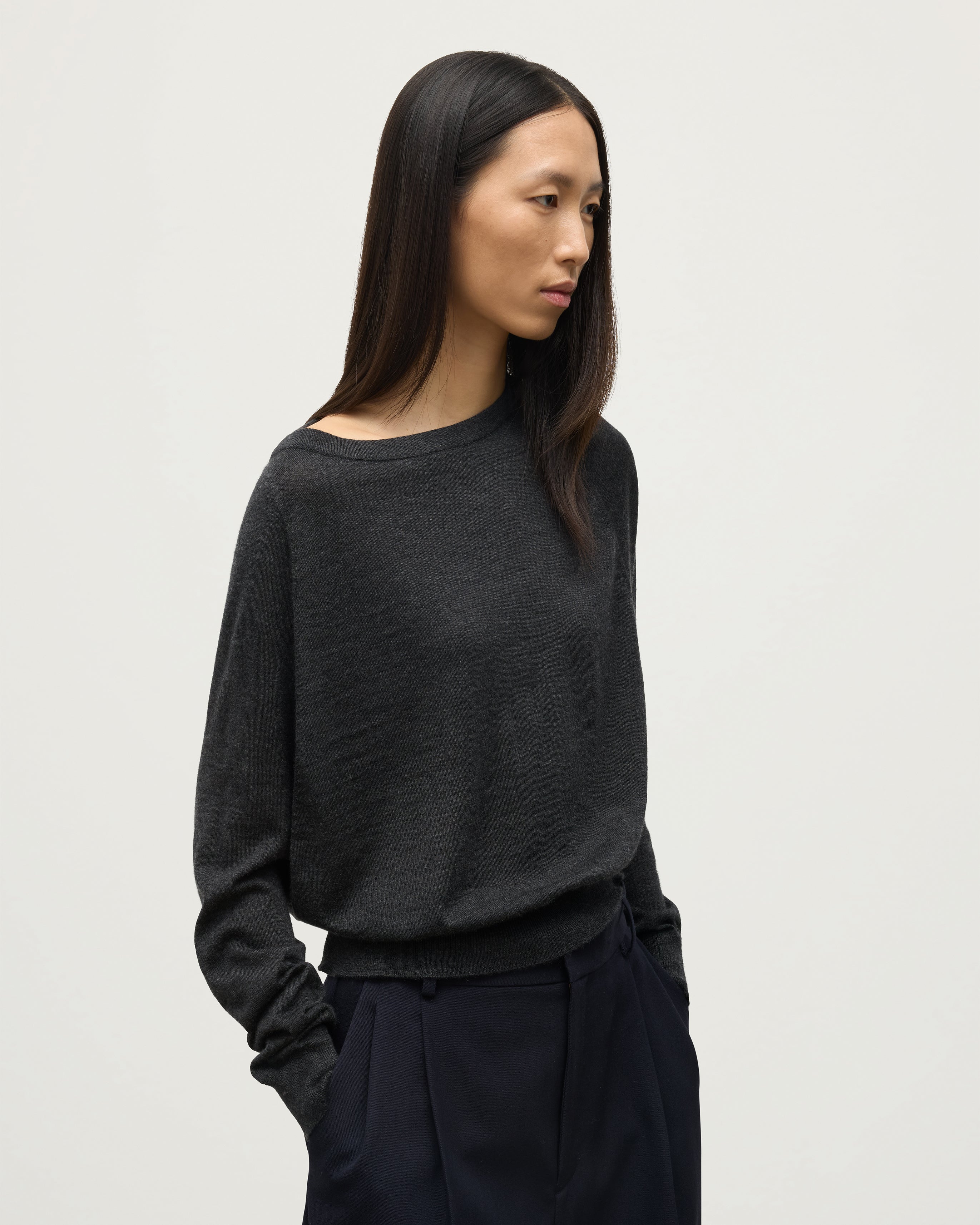 Finola Dark Grey Superfine Cashmere Jumper
