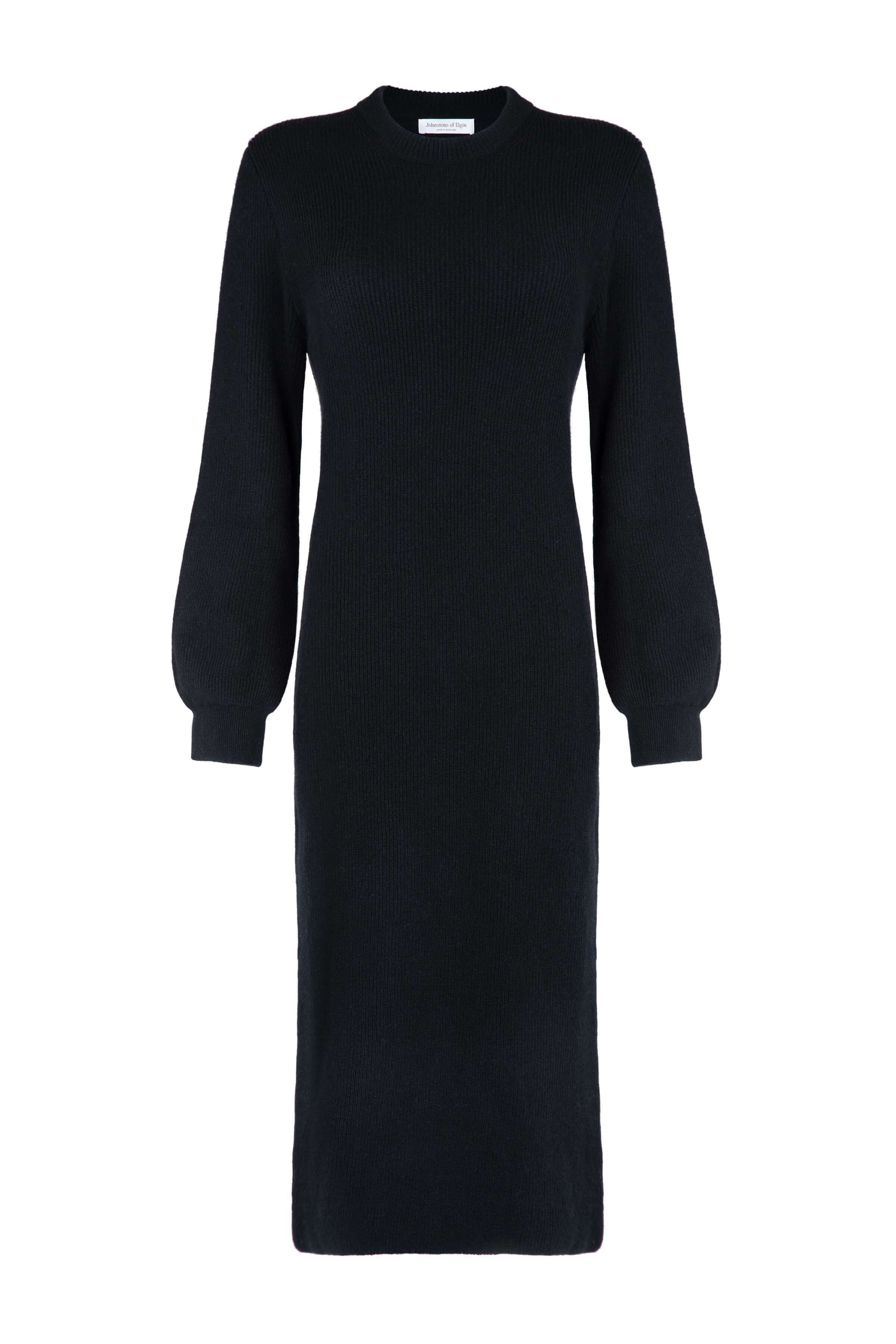 Black Ribbed Cashmere Dress