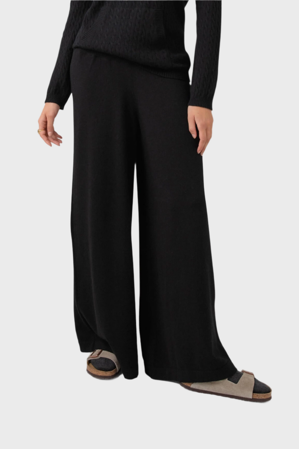 Low Rise Black Cashmere Slouch Pants