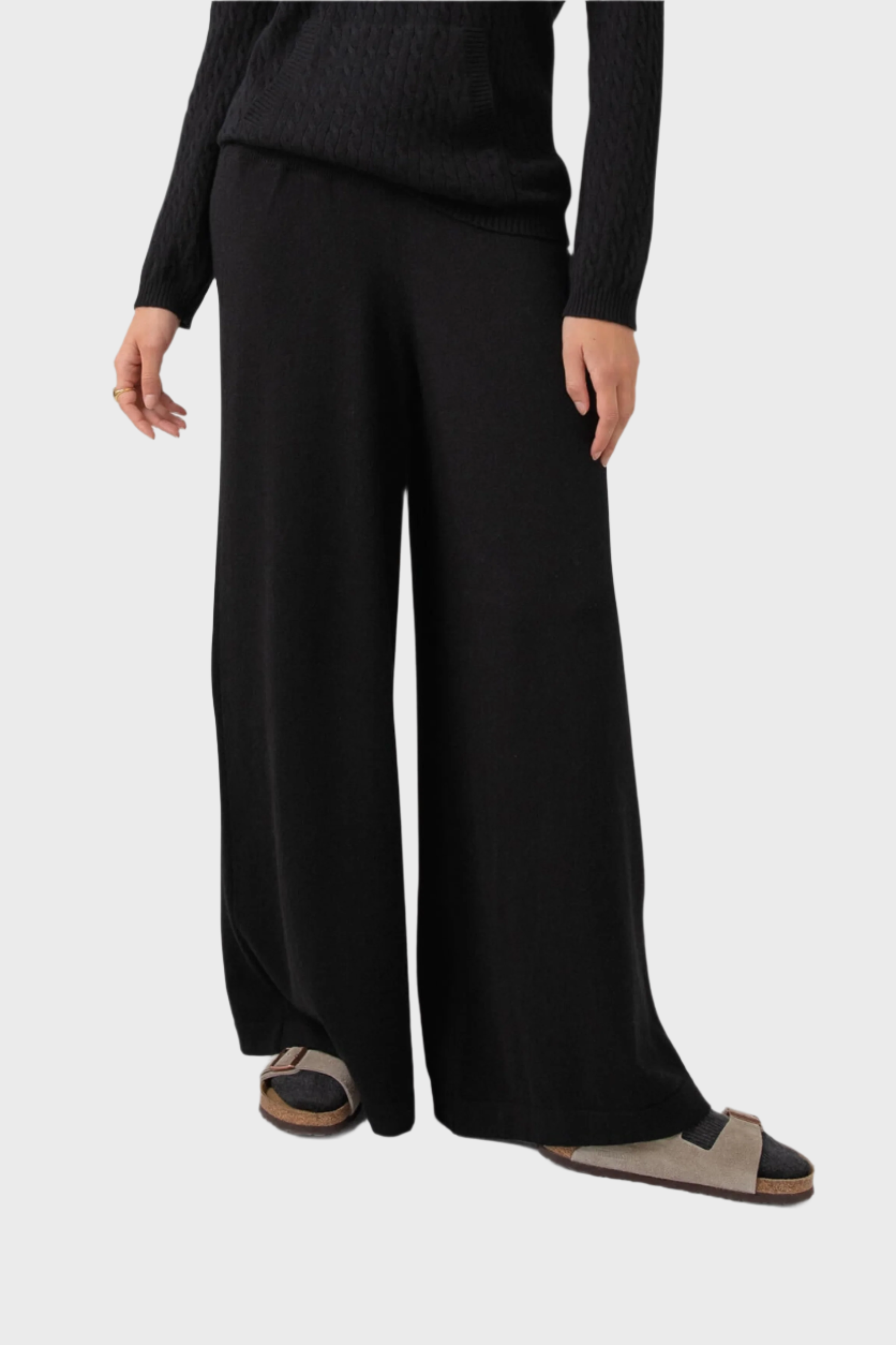 Low Rise Black Cashmere Slouch Pants