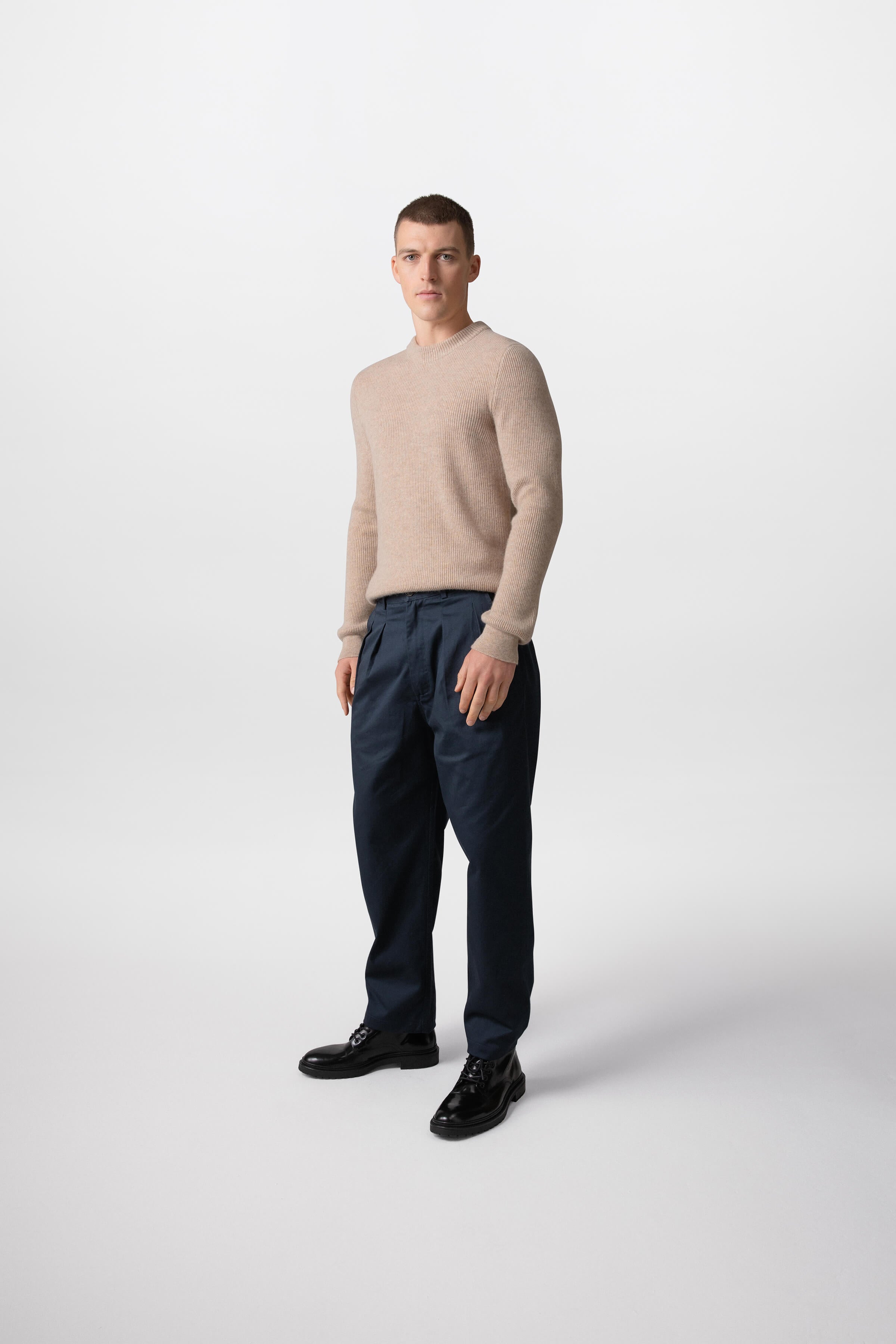 Ribbed Natural Cashmere Jumper