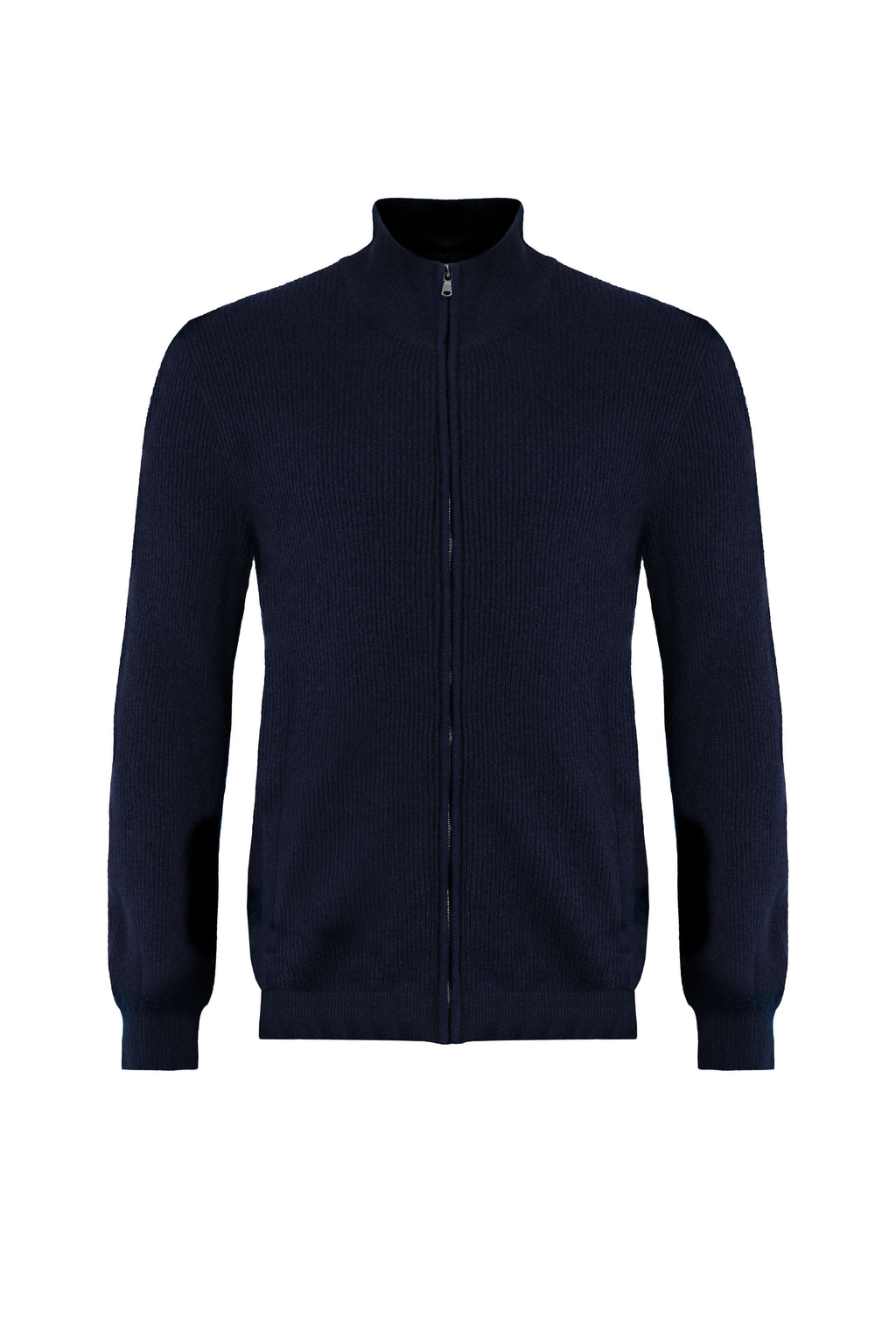 Ribbed Cashmere Dark Navy Cardigan